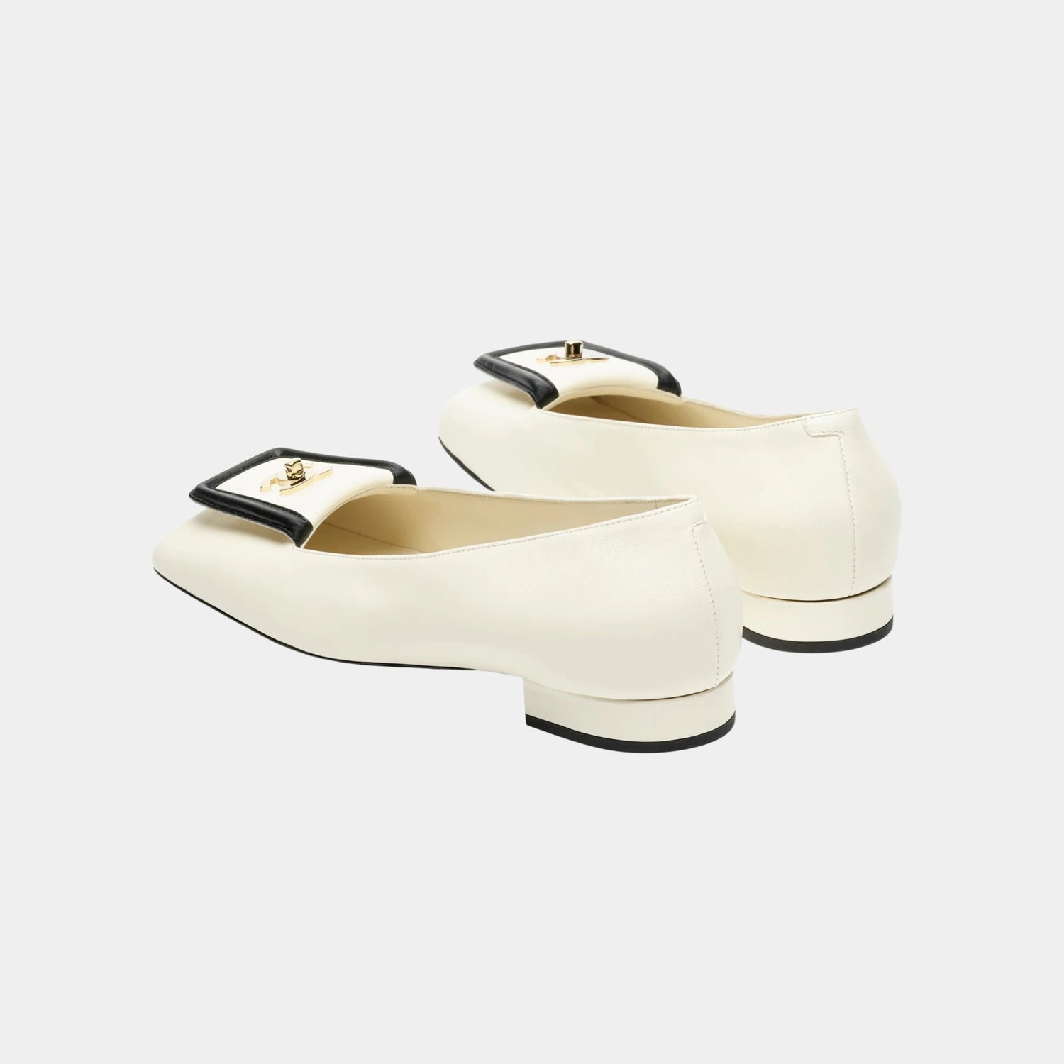 Chanel Ballet Flats in Lambskin Ivory &amp; Black, Back
