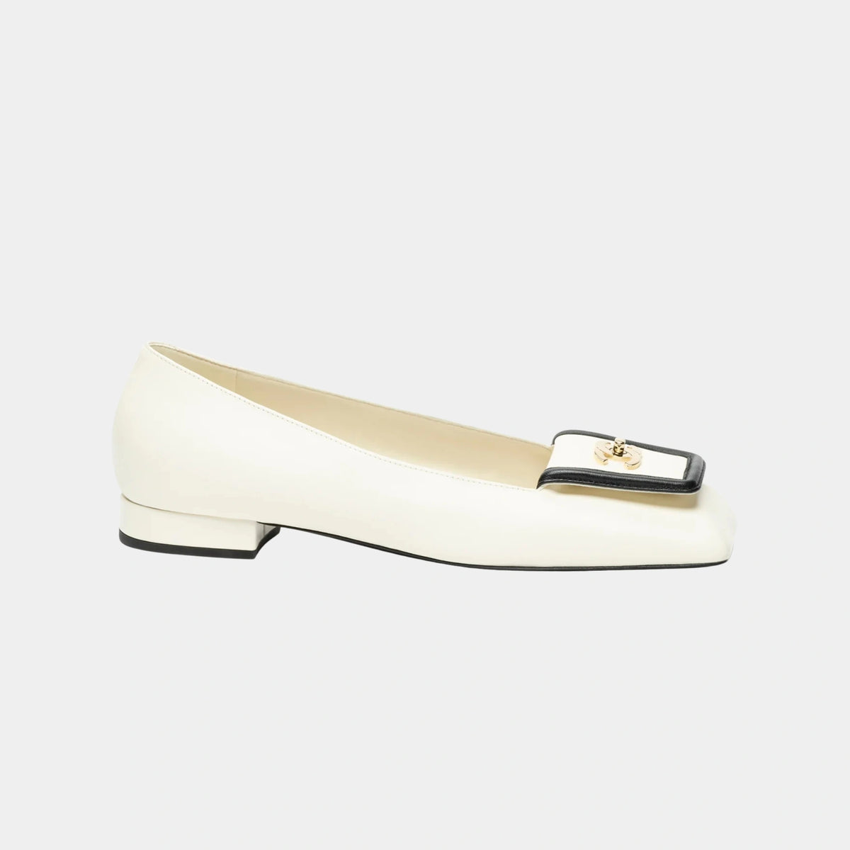 Ballet Flats in Lambskin Ivory & Black