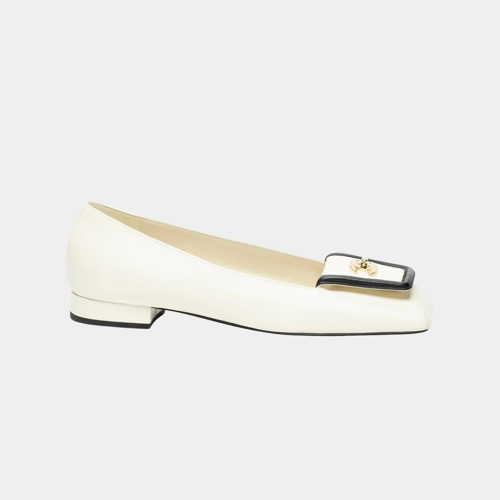 Chanel Ballet Flats in Lambskin Ivory &amp; Black, Side