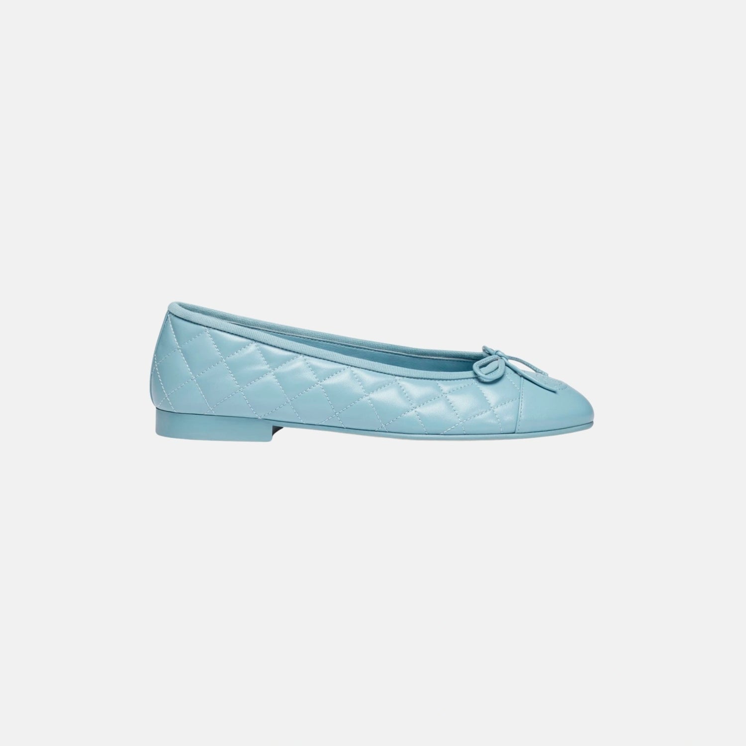 Chanel Ballet Flats in Lambskin Leather, Blue, Side