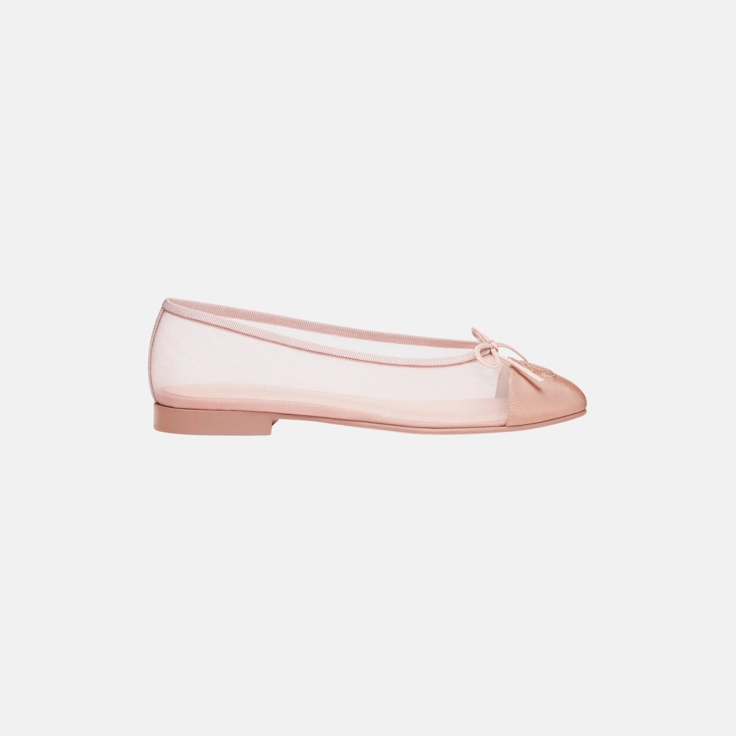 Chanel Ballet Flats in Mesh and Grosgrain, Light Pink and Dark Pink, Side