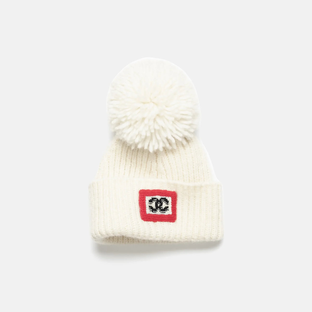 Beanie Alpaca & Silk Ecru, Black & Red