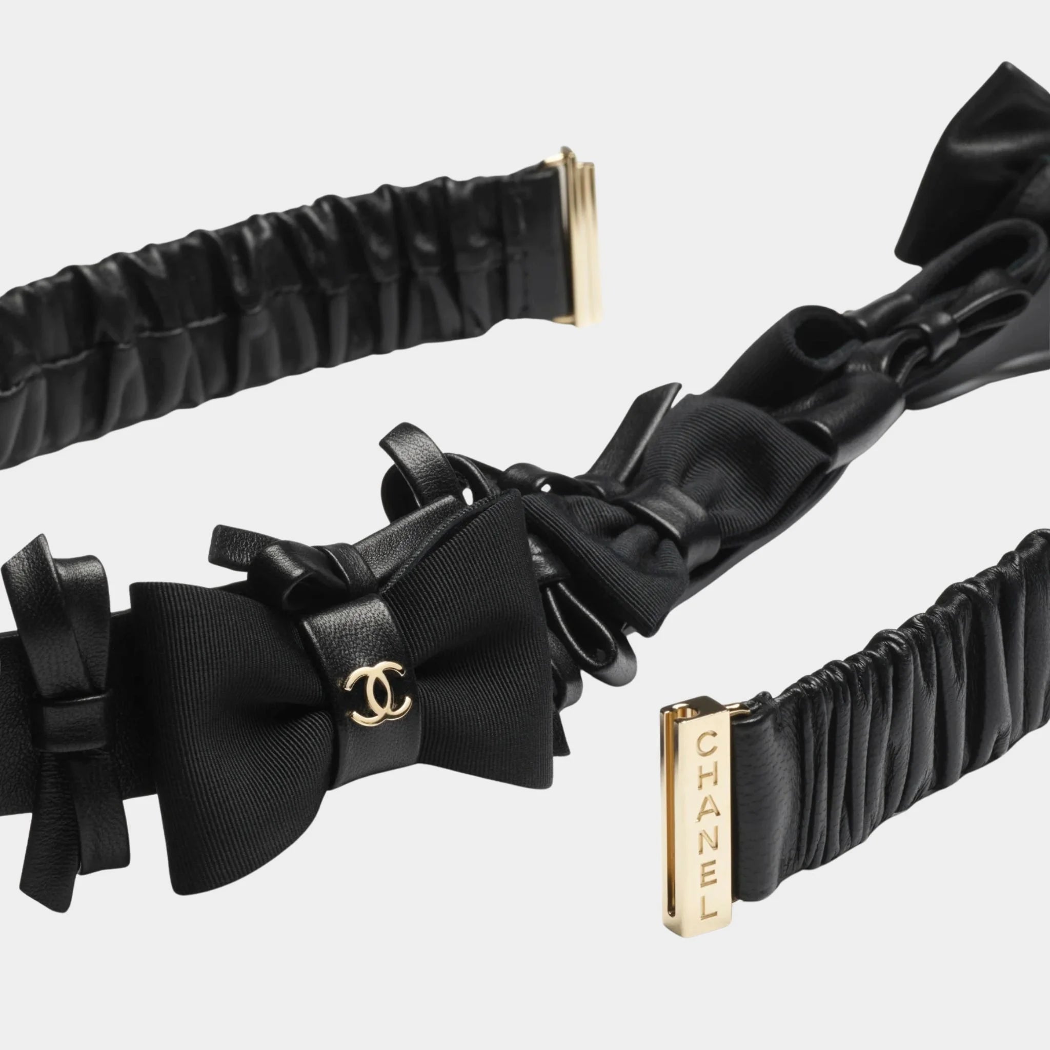 Chanel Belt Lambskin Mixed Fibers &amp; Metal Black &amp; Gold, Closeup