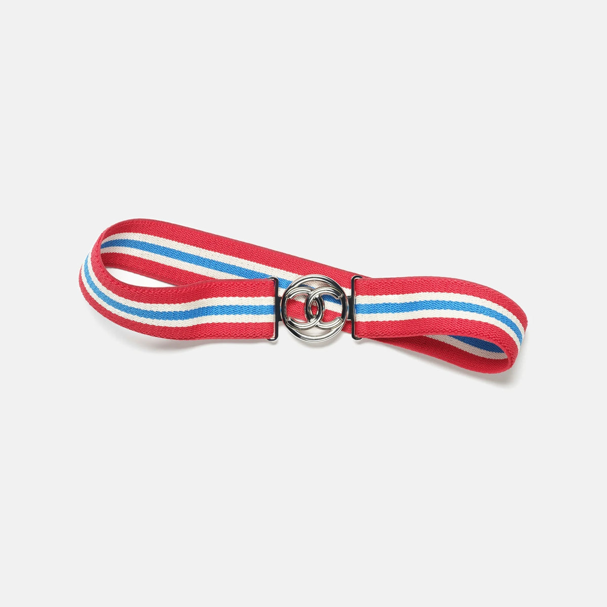 Belt Mixed Fibres & Metal — Red, White, Blue and Silver