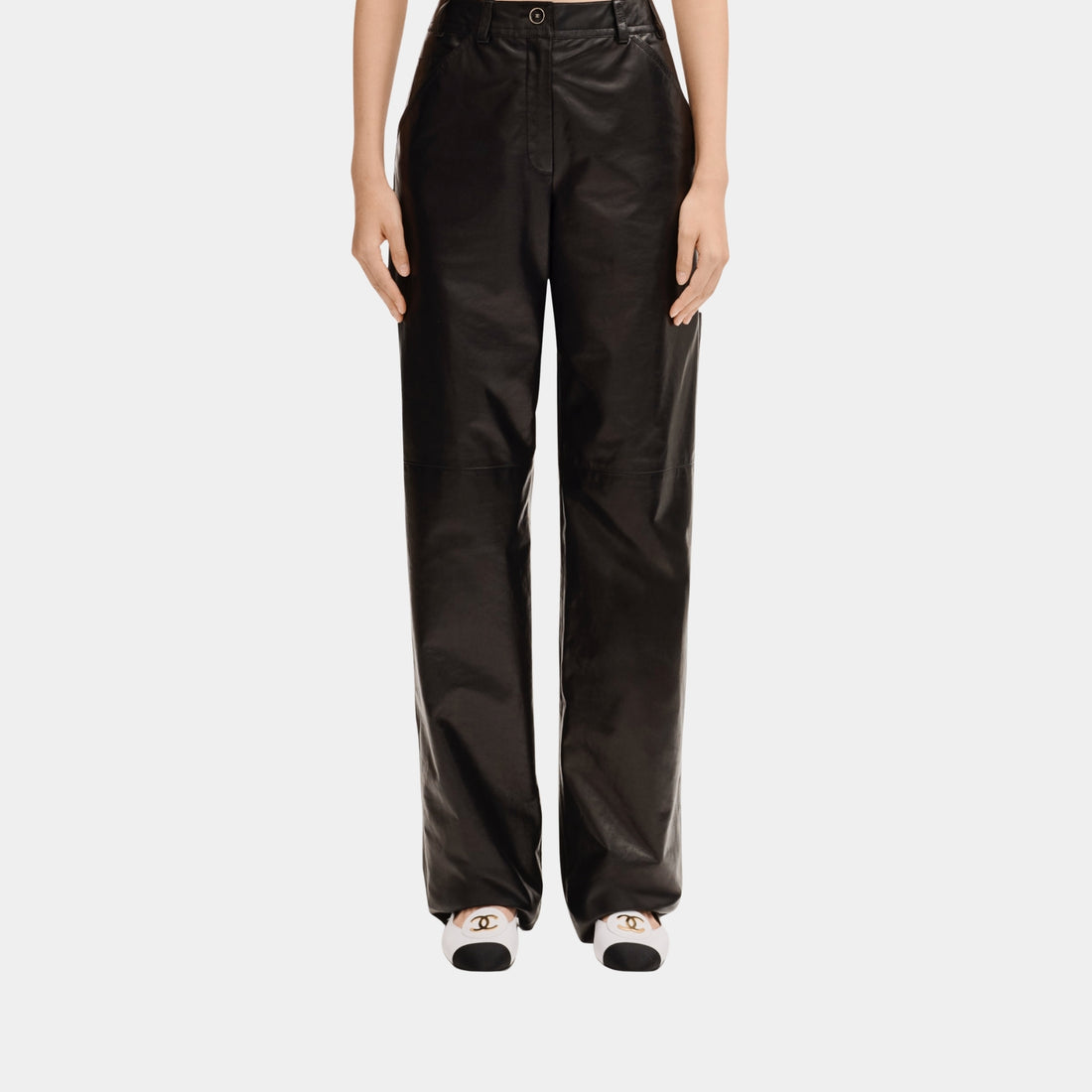 Chanel Black Trousers in Lambskin, Front