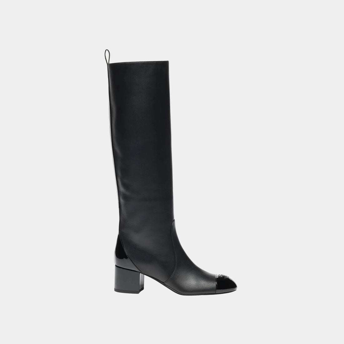 Chanel Boots in Calfskin and Patent Calfskin, Black, Side