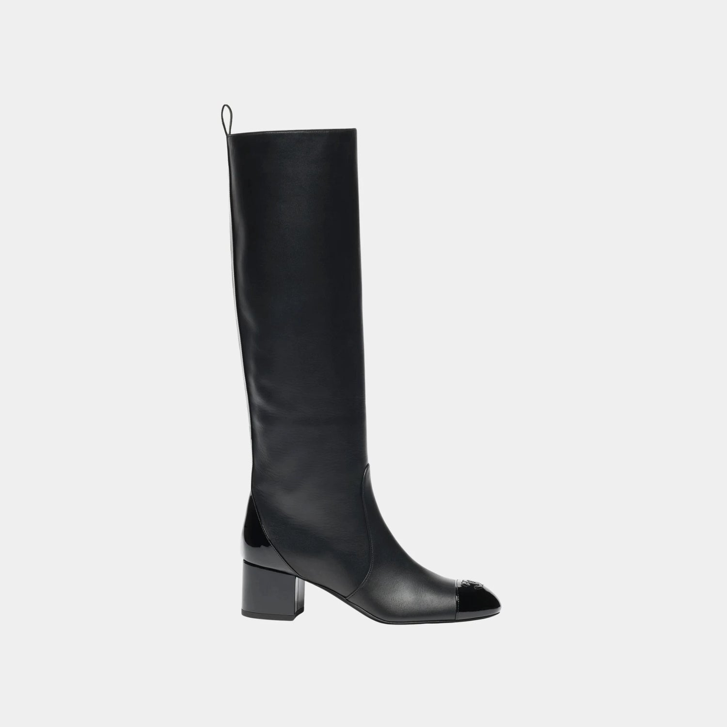 Chanel Boots in Calfskin and Patent Calfskin, Black, Side