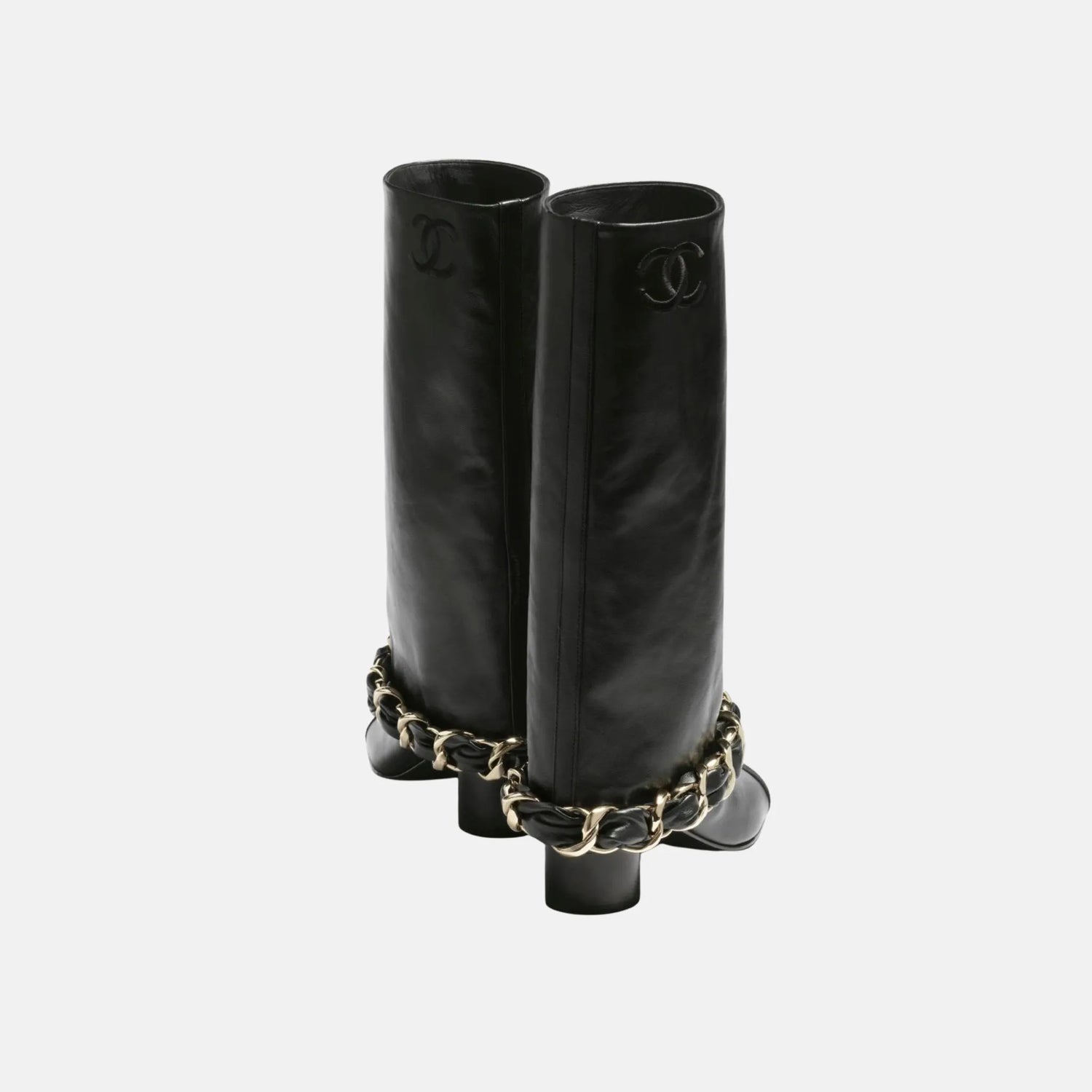Chanel Boots in Lambskin and Grosgrain, Black, Back