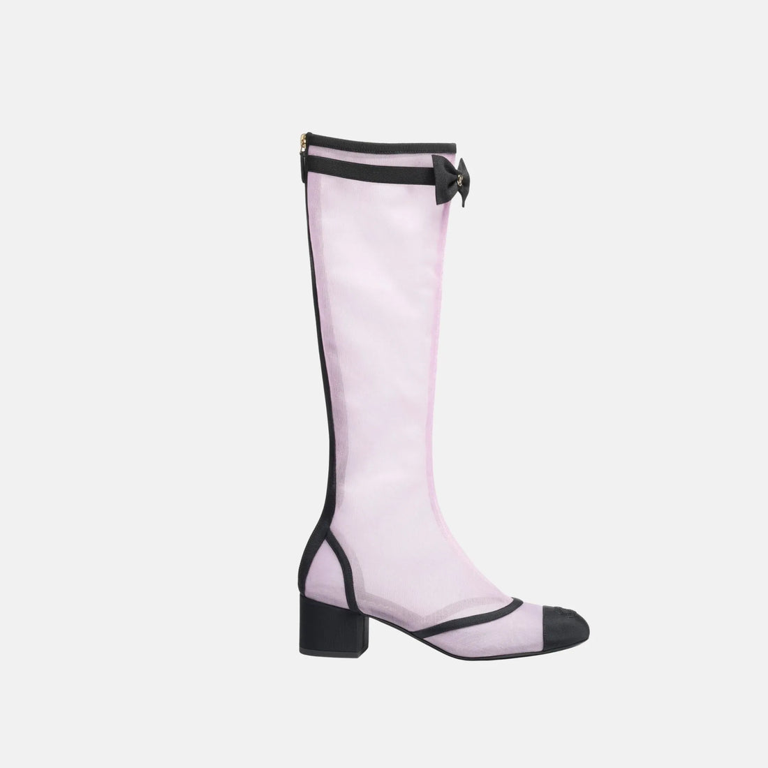 Chanel Boots in Mesh and Grosgrain, Light Pink, Side