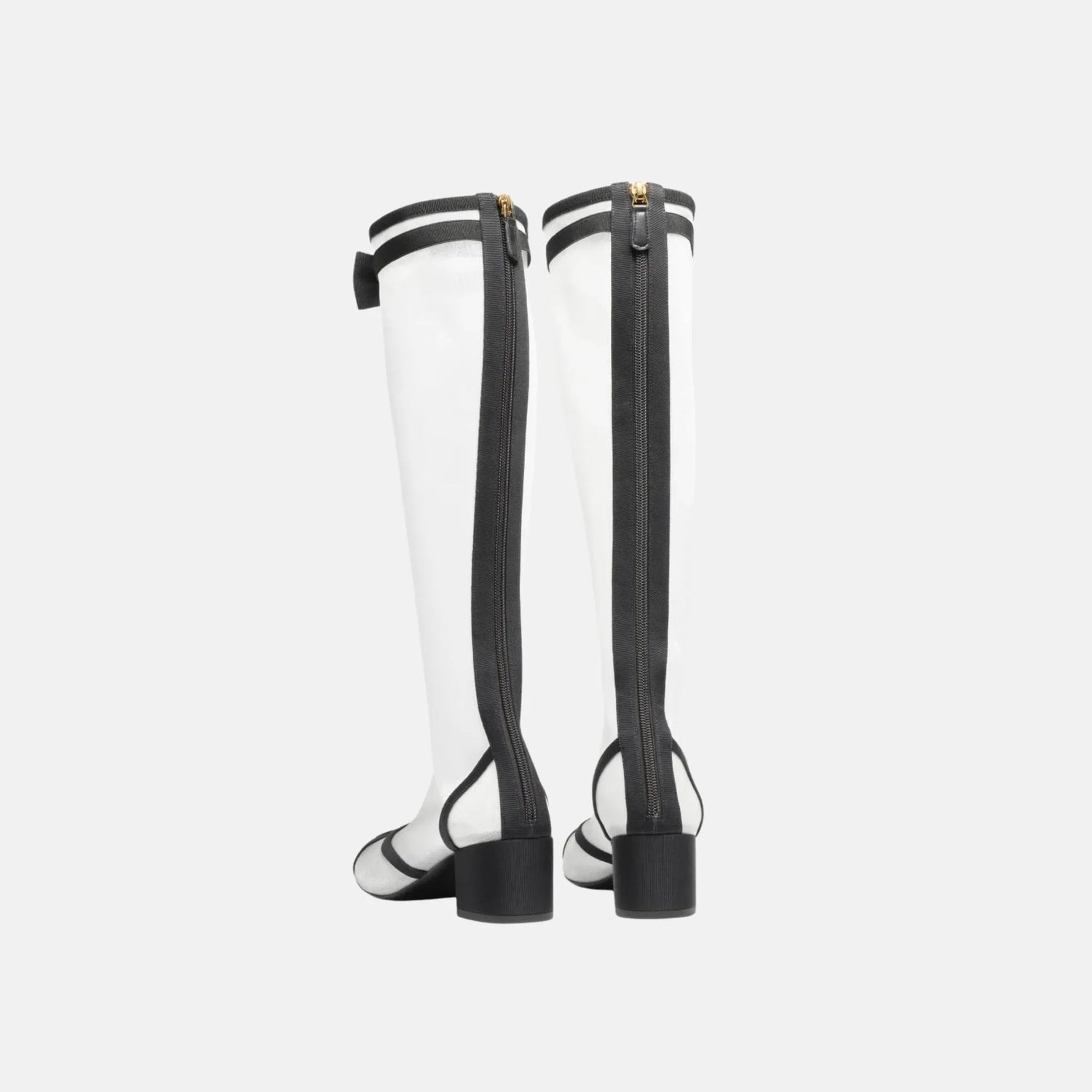 Chanel Boots in Mesh and Grosgrain, White, Back