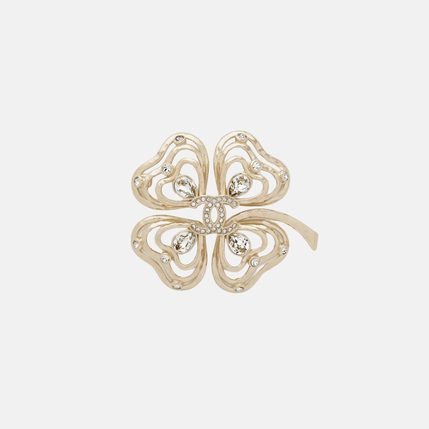Chanel Brooch in Metal and Diamantes