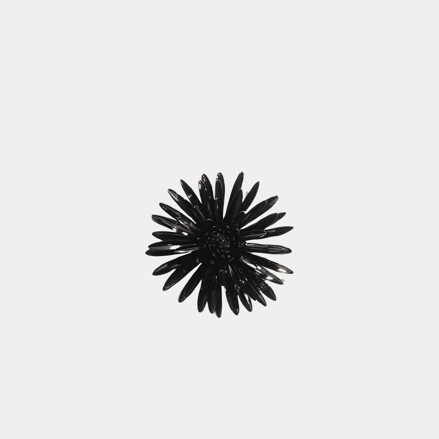 Chanel Brooch Metal &amp; Resin, Black, Front 