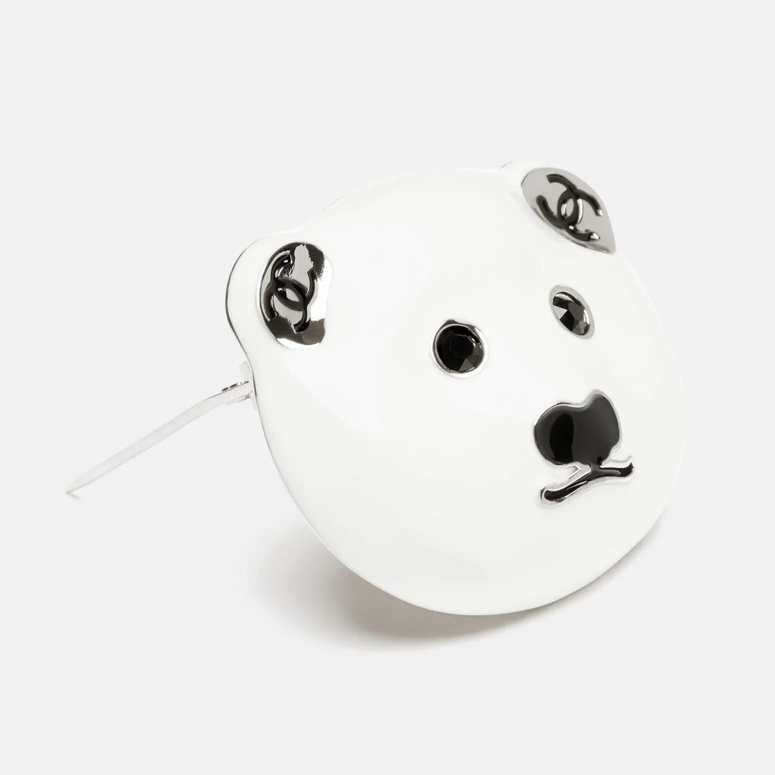 Chanel Brooch metal resin and strass polar bear silver white and black Coco Neige 2026