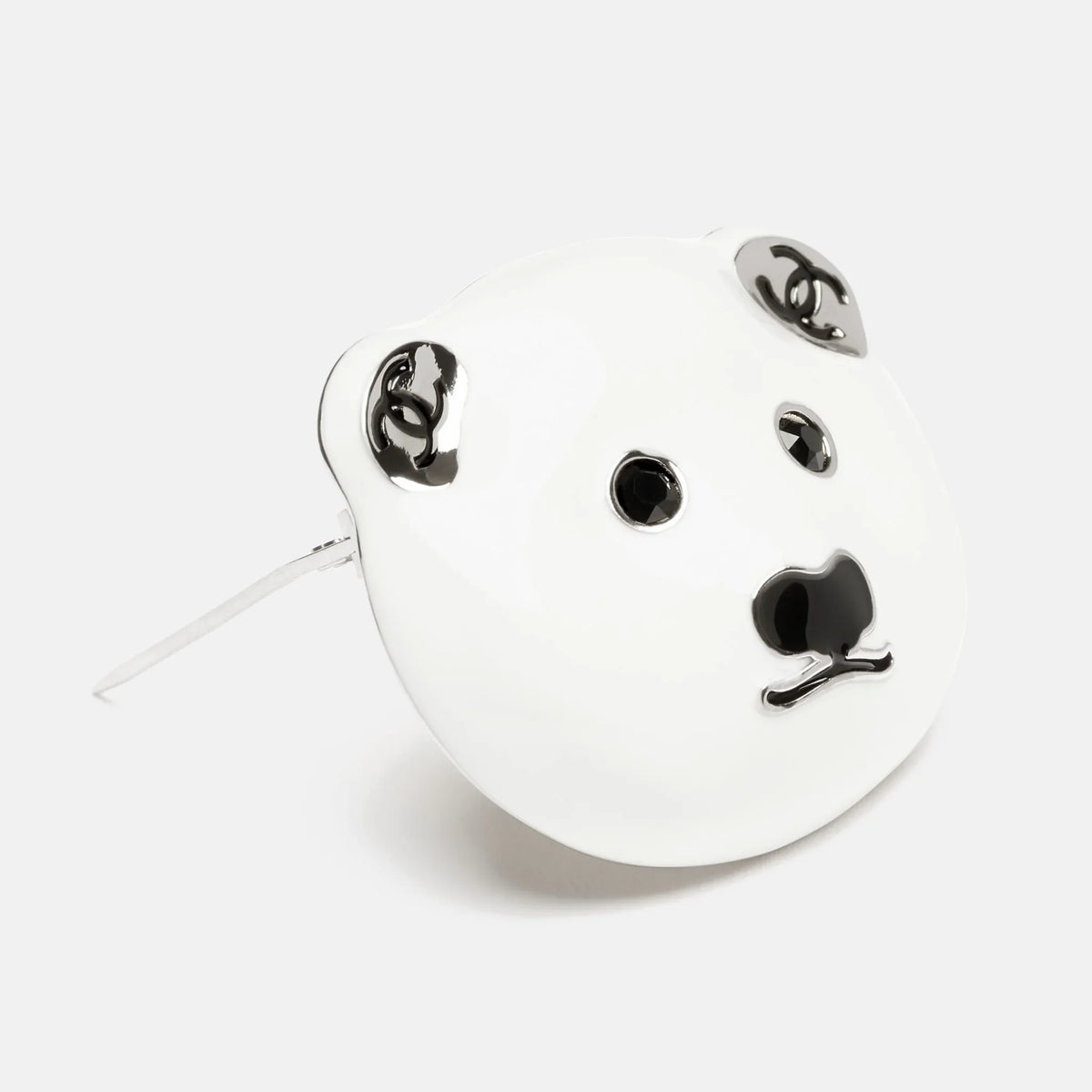 Brooch Metal, Resin & Strass Silver, White & Black — Default Title