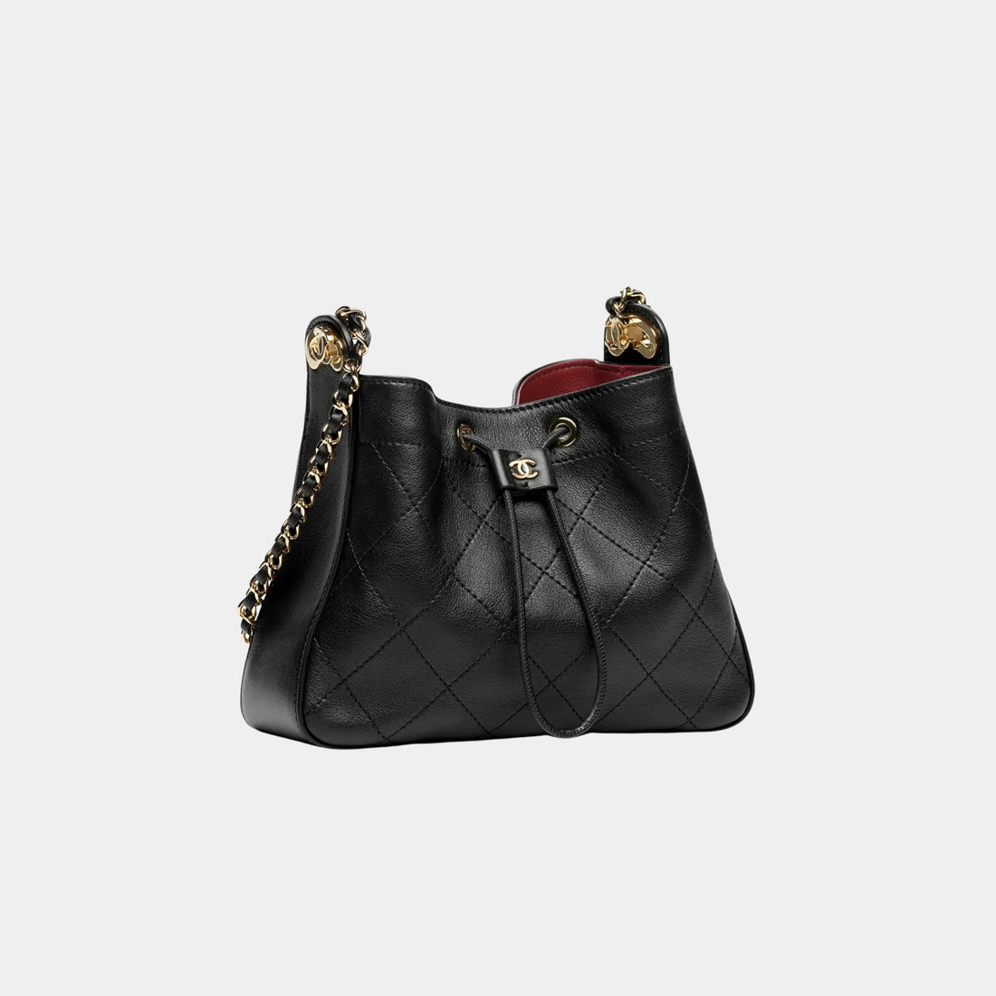 Bucket Bag Lamb Calf &amp; Gold-Plated Metal Black