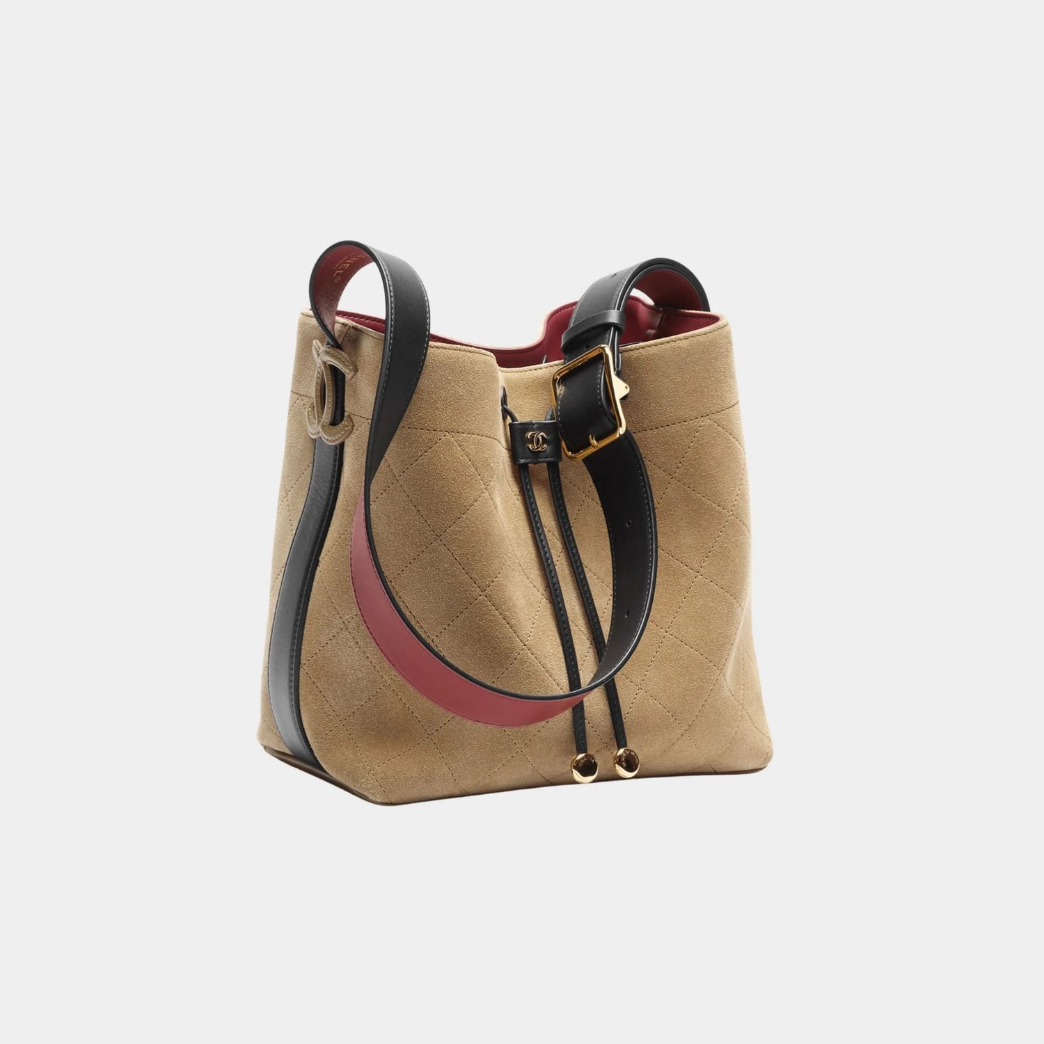Bucket Bag Suede Calfskin, Calfskin &amp; Gold-Tone Metal
