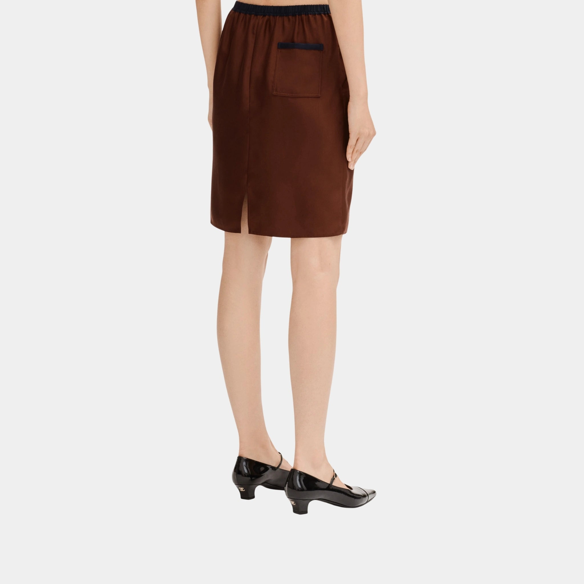 Chanel Burgundy Skirt in Silk Twill, Back