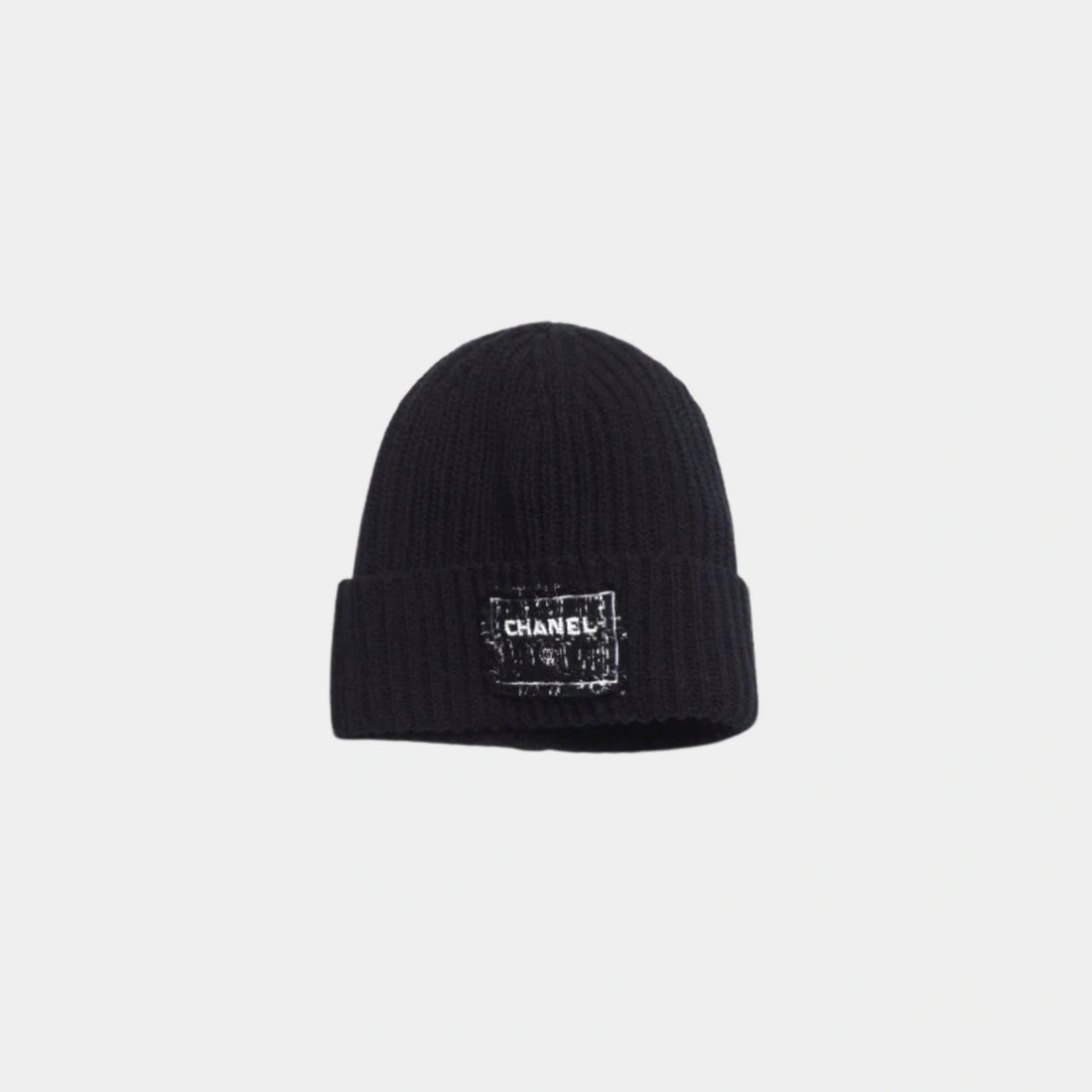 Chanel Cap Cashmere Navy Blue Black & White, front