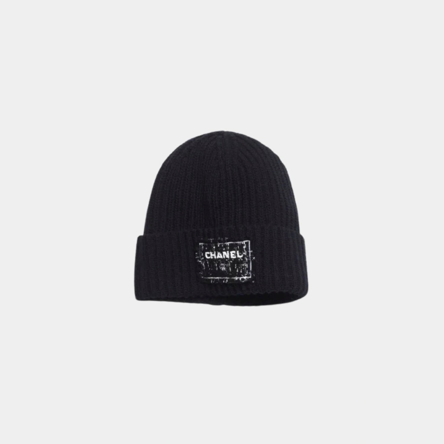 Chanel Cap Cashmere Navy Blue Black &amp; White, front