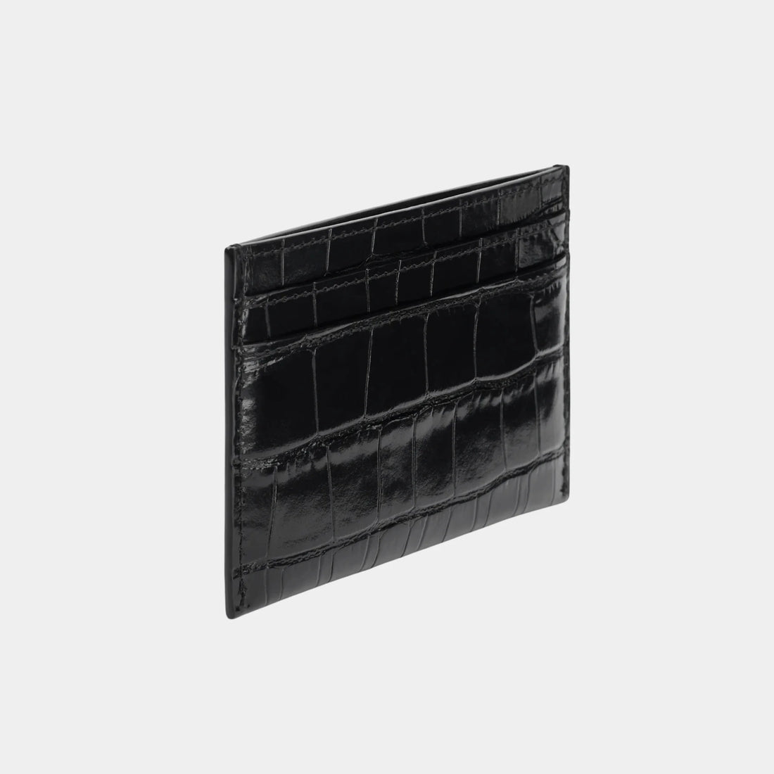 Chanel Card Holder in Crocodile Embossed Calfskin & Gold-Tone Metal, Black, Back