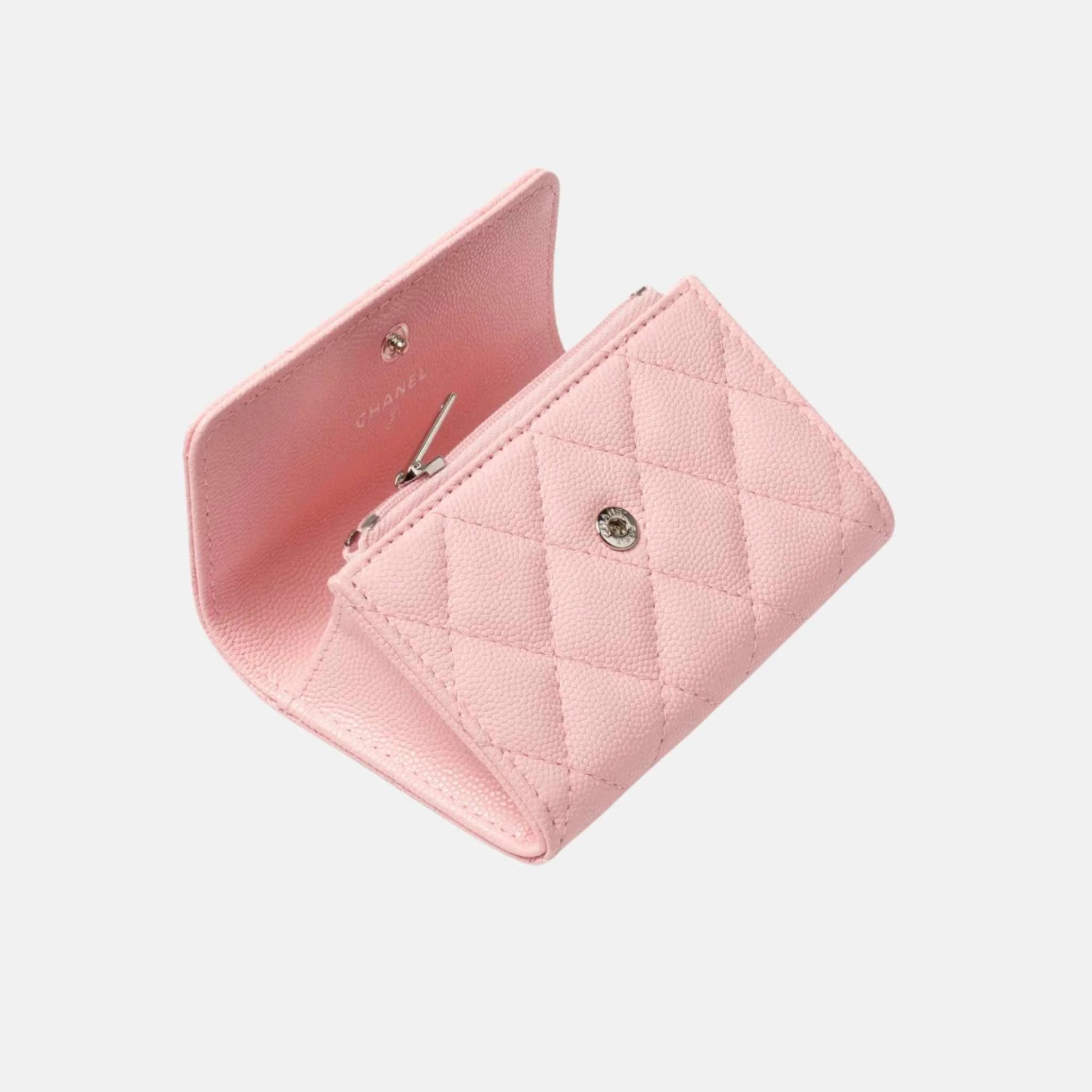 Card Holder Shiny Grained Calfskin Light Pink