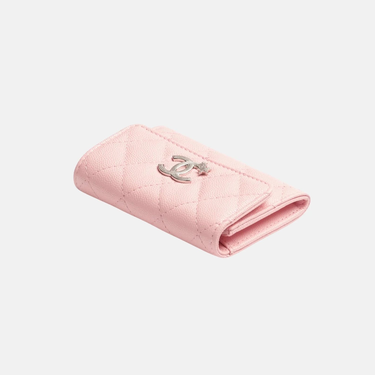 Card Holder Shiny Grained Calfskin Light Pink