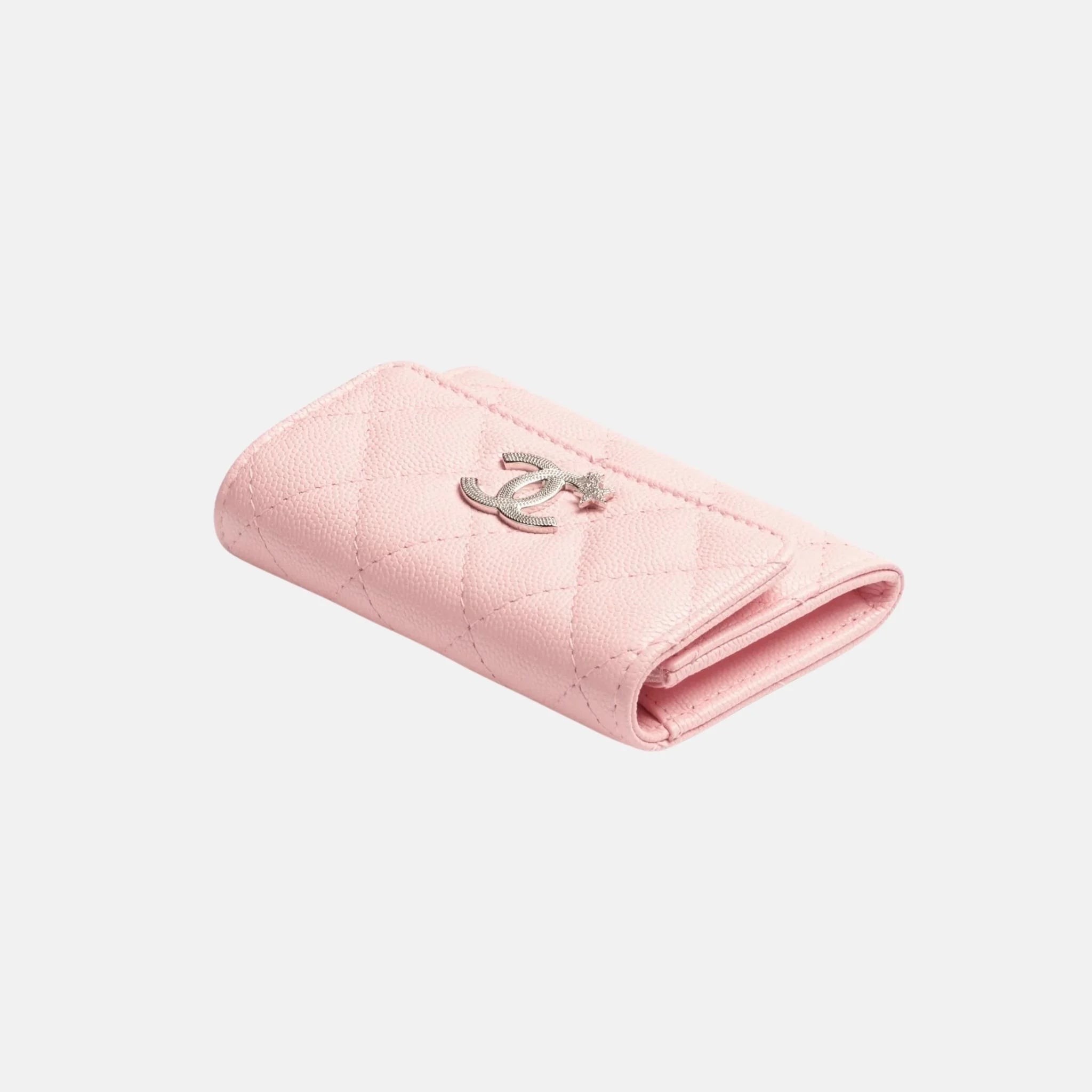 Card Holder Shiny Grained Calfskin Light Pink