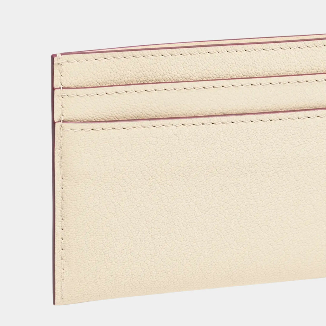 Chanel Card Holder in Grained Goatskin & Gold Metal, Beige, Back