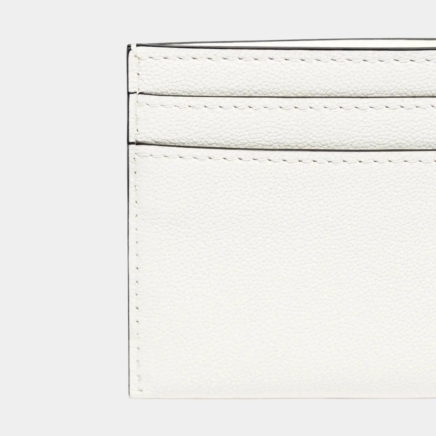 Chanel Card Holder in Grained Goatskin &amp; Gold Metal, White, Back