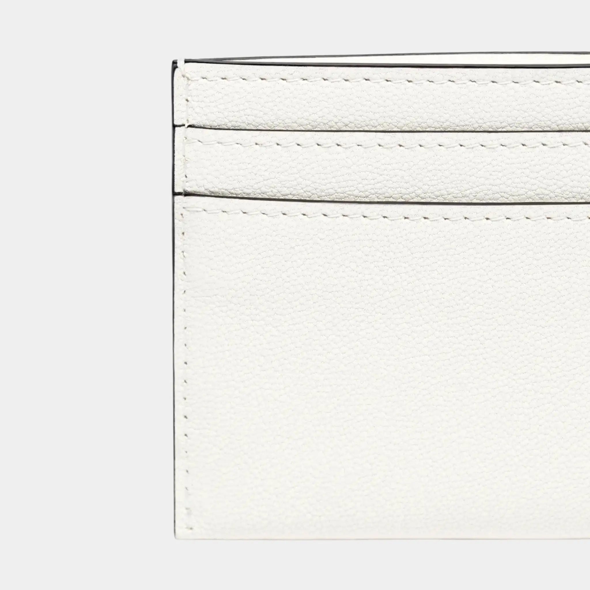 Chanel Card Holder in Grained Goatskin &amp; Gold Metal, White, Back