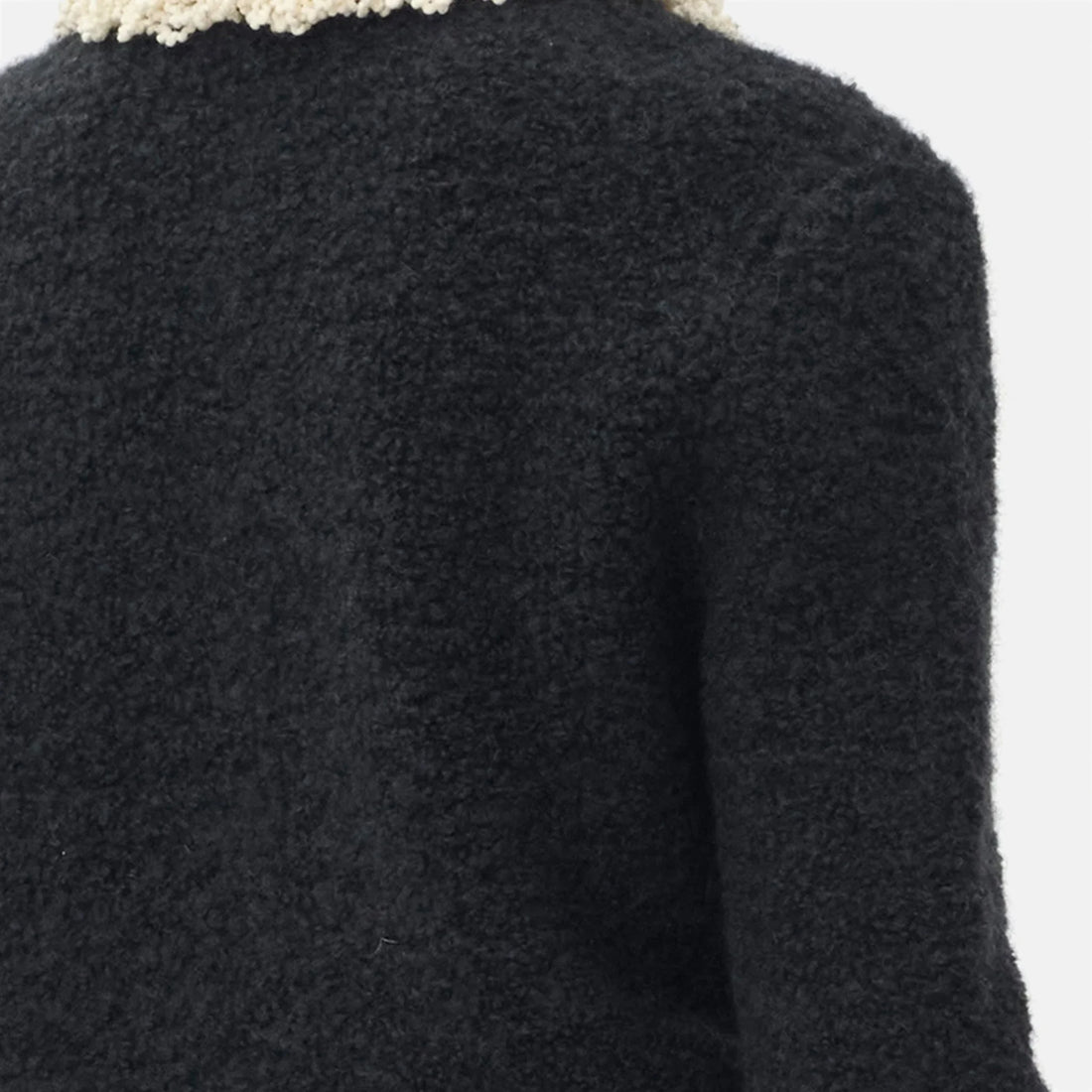 Chanel Cardigan Cashmere in Black and Ecru, Coco Neige 2026, close up detail