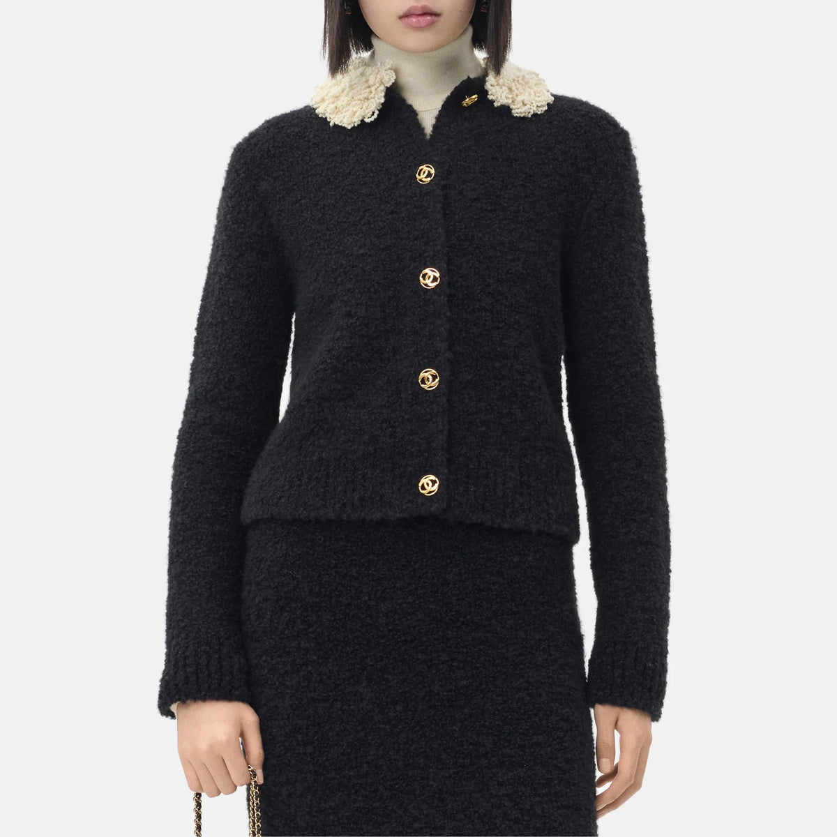 Cardigan Cashmere in Black and Ecru