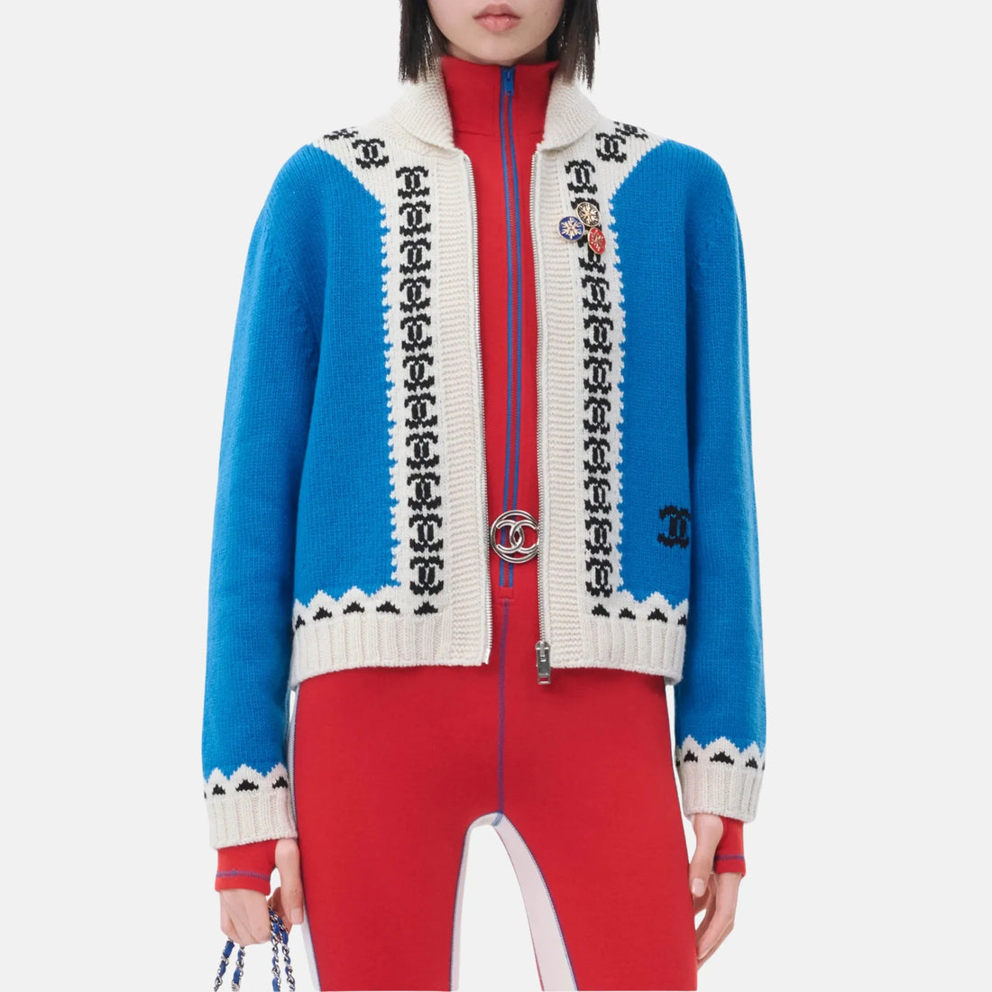 Cardigan Cashmere in Blue White and Black