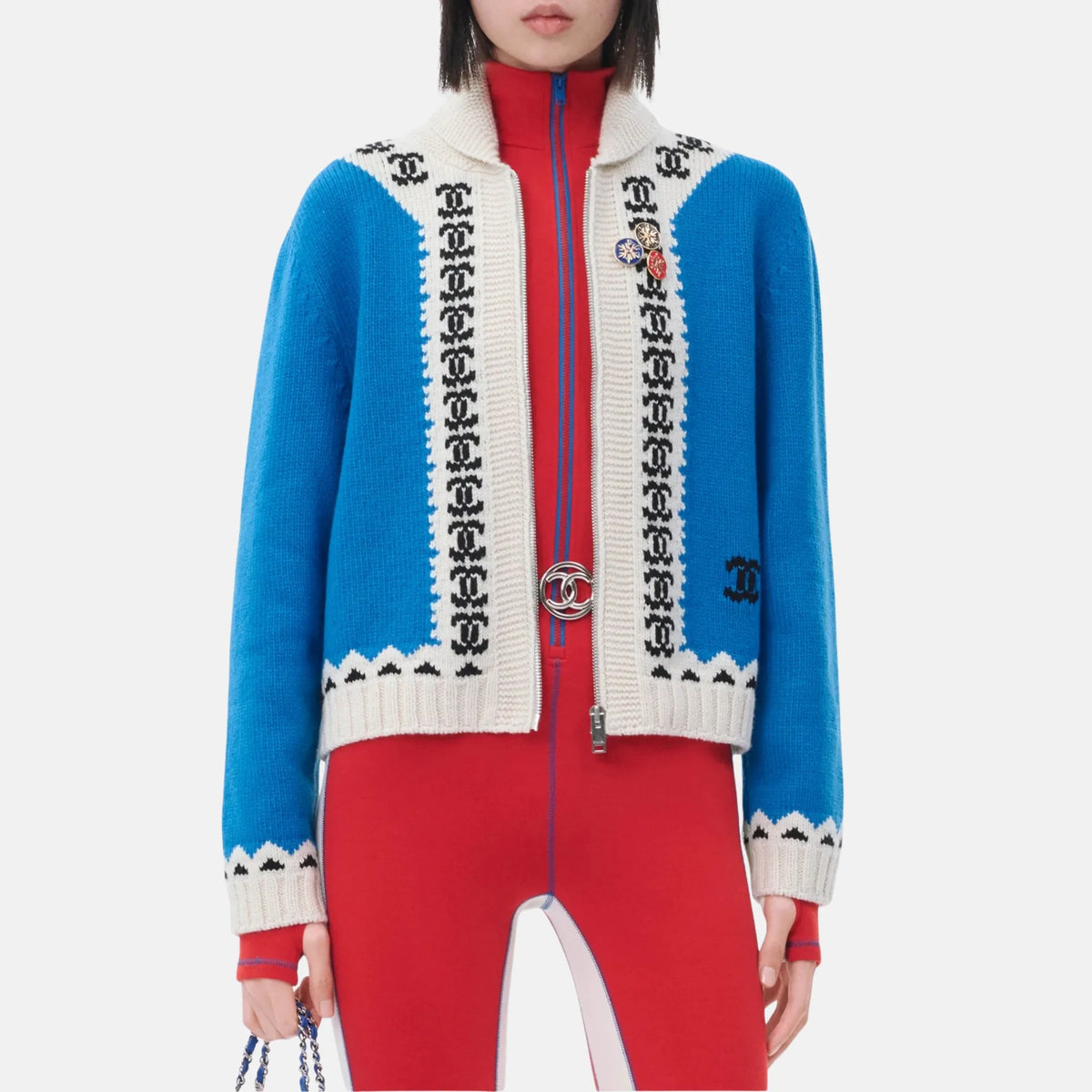 Cardigan Cashmere in Blue White and Black