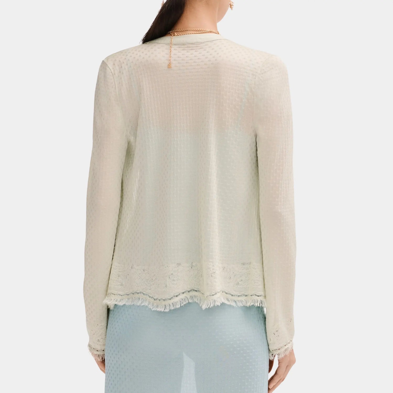 Chanel Cardigan in Mixed Fibres Light Green, Back
