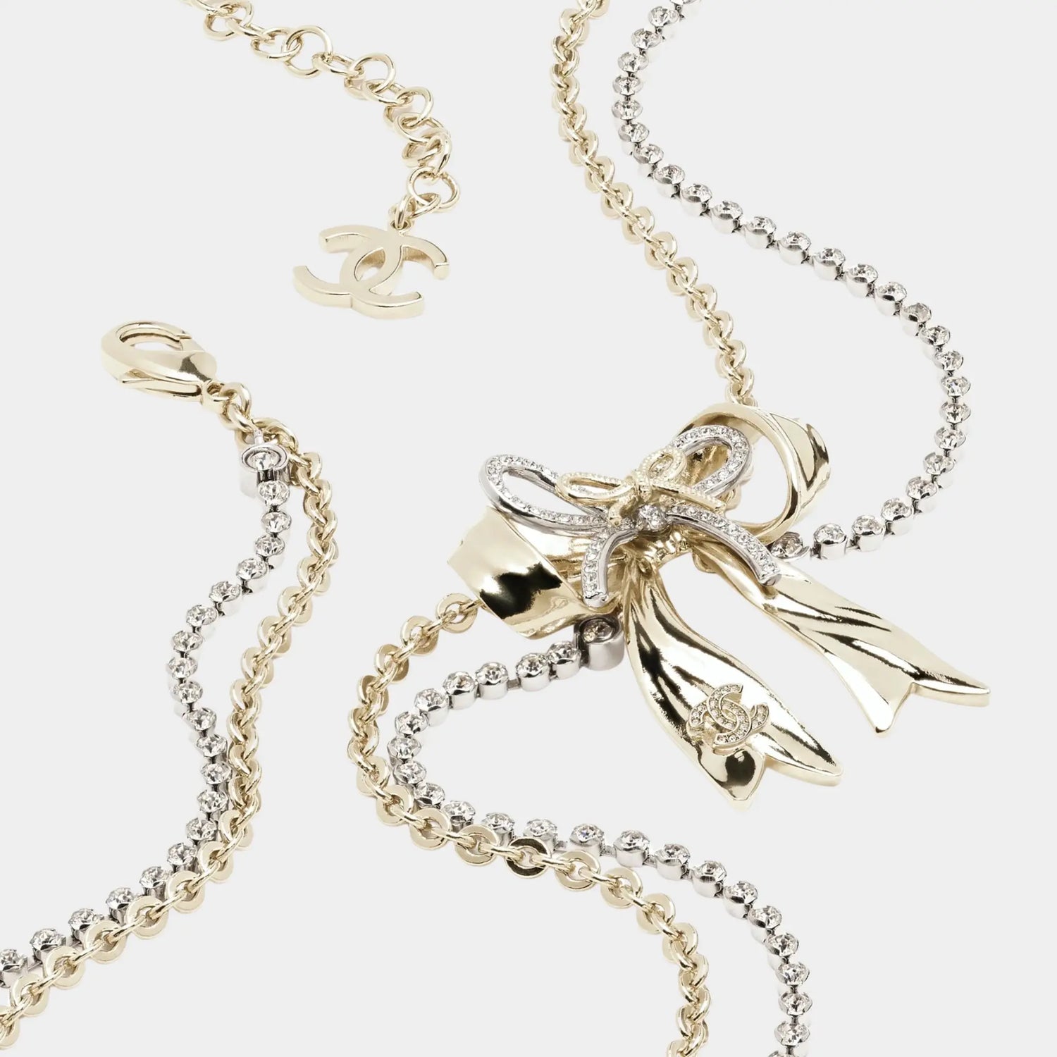 Chanel Chain belt Metal &amp; Rhinestones Silver Gold &amp; Crystal, Closeup