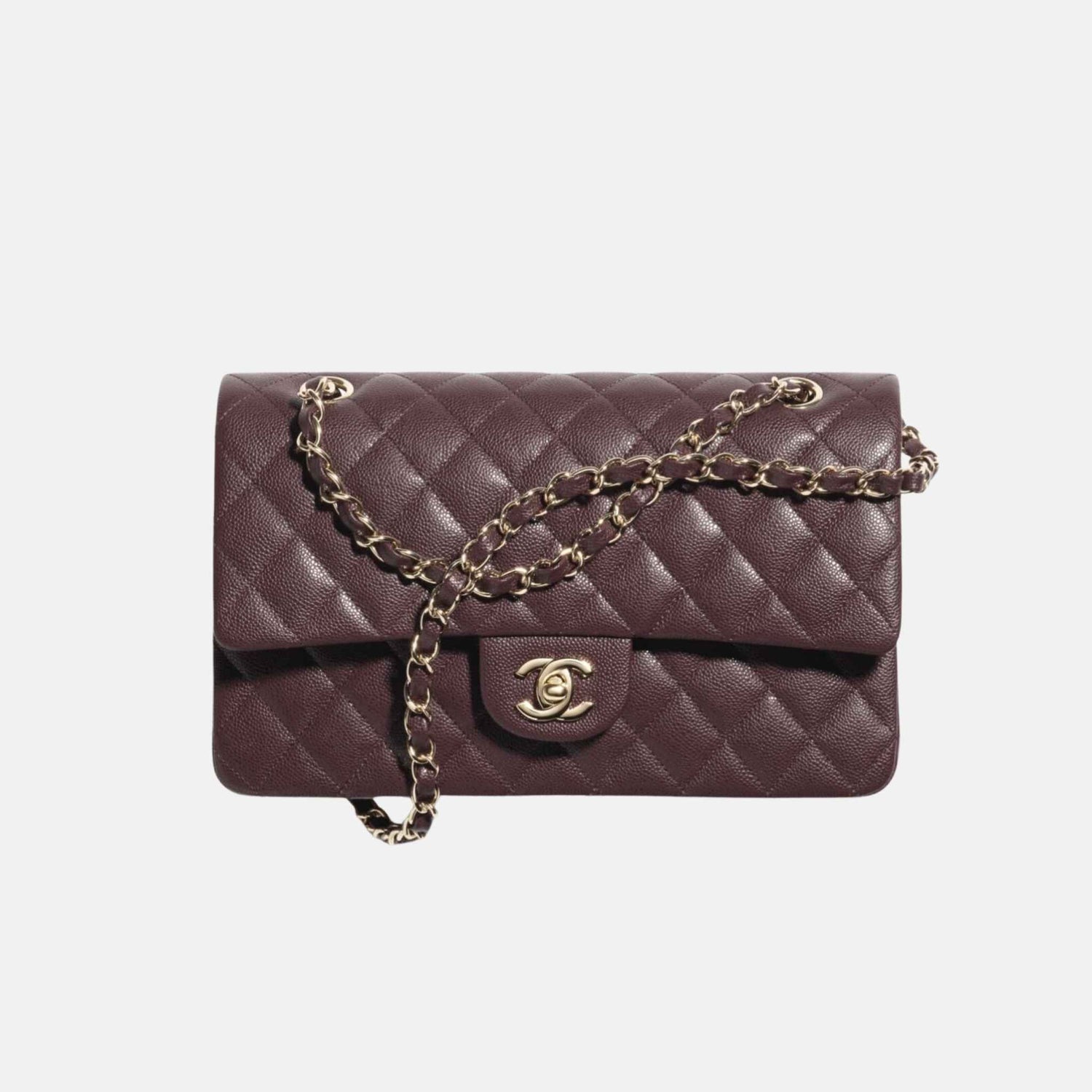Chanel Classic 11.12 Handbag In Grained Shiny Calfskin And Gold Tone, Dark Brown, Front