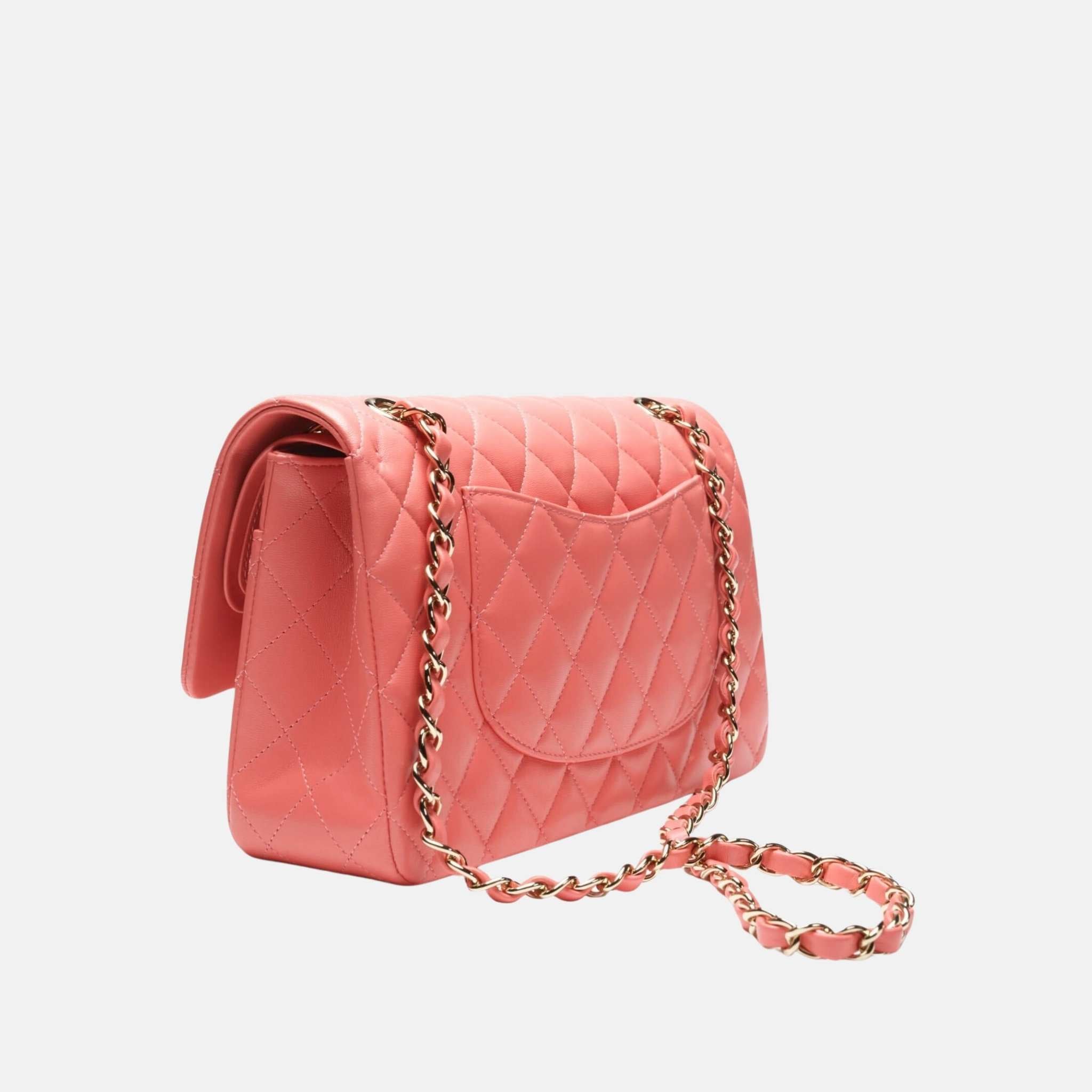Chanel Classic 11.12 Lambskin Handbag, Coral, Back