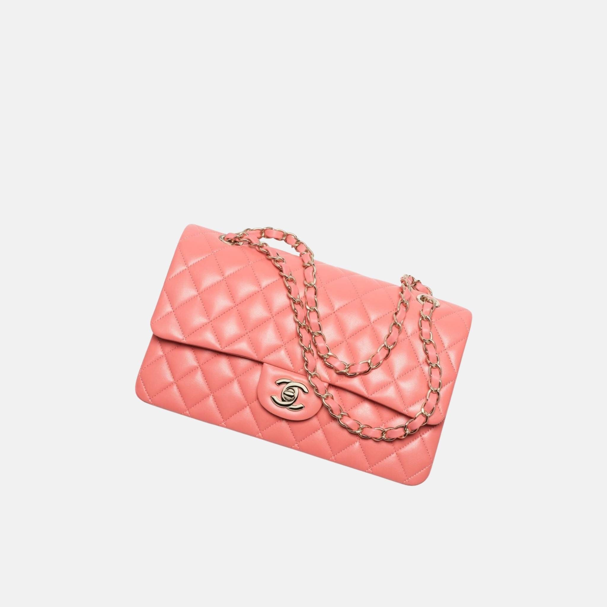 Chanel Classic 11.12 Lambskin Handbag, Coral, Front