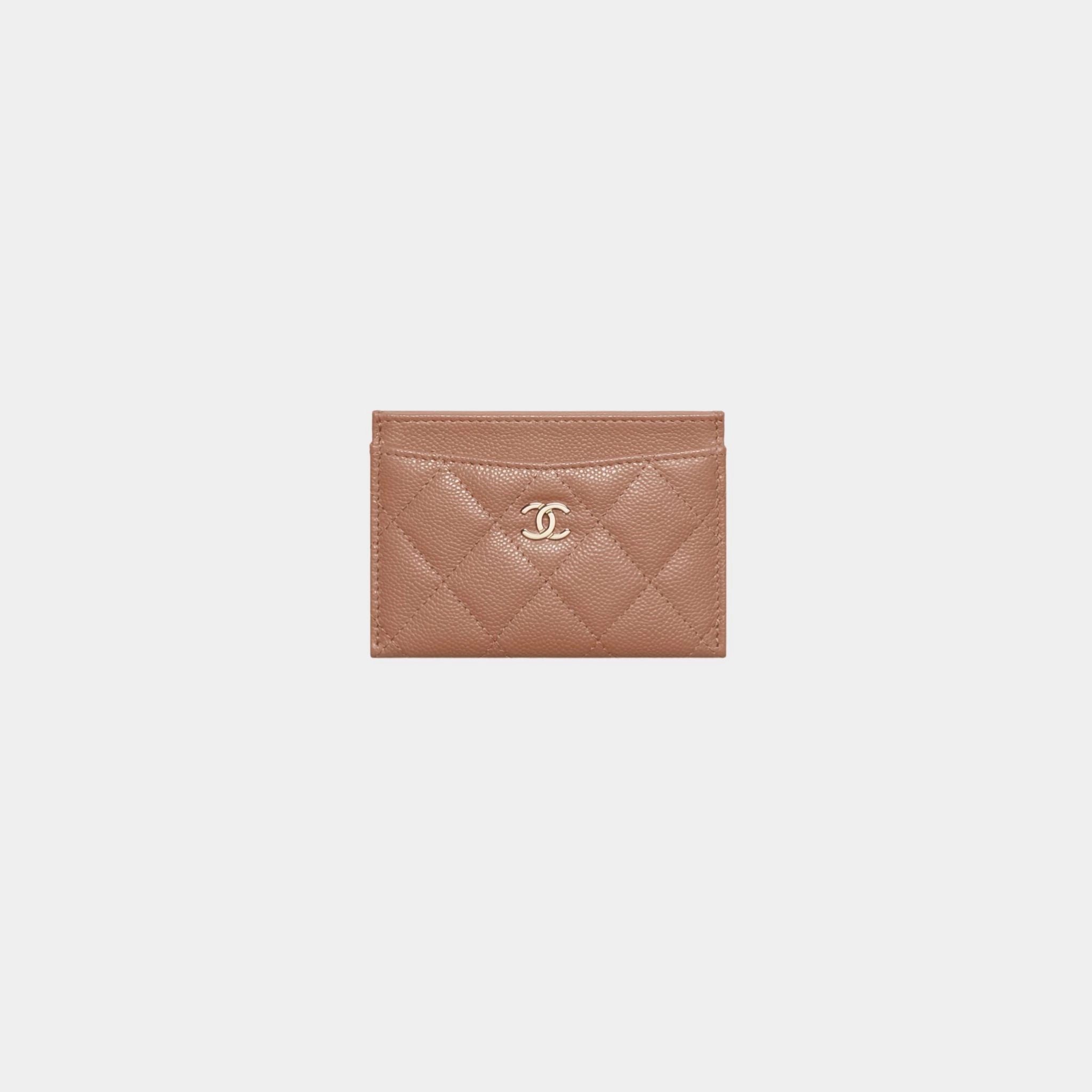 Chanel Classic Card Holder Grained Shiny Calfskin &amp; Gold Tone Metal