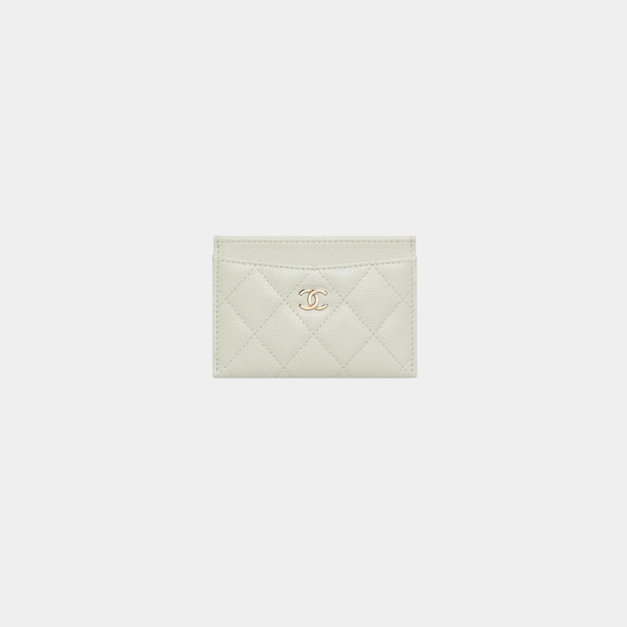 Chanel Classic Card Holder Grained Shiny Calfskin &amp; Gold Tone Metal