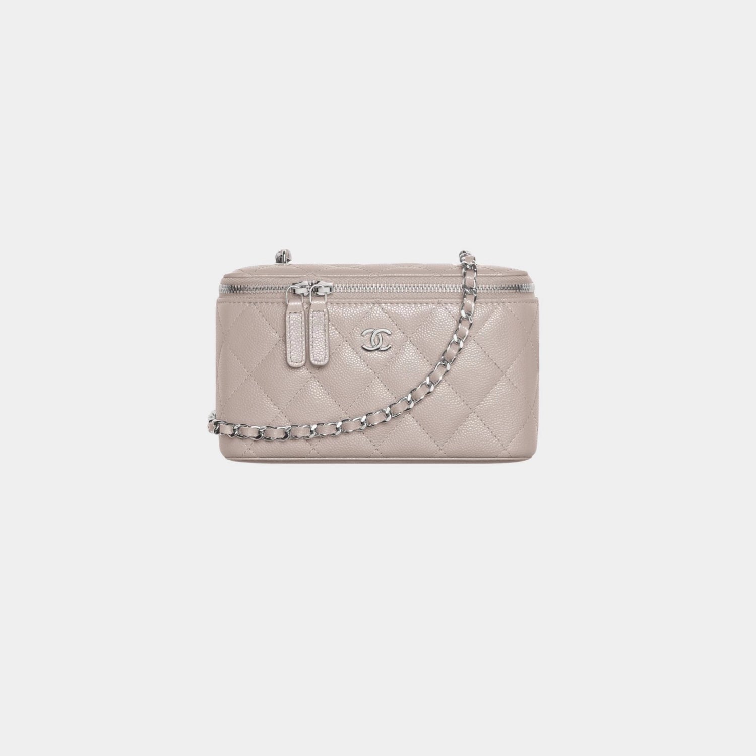 Chanel Classic Long Vanity With Chain Grained Calfskin, dark grey 