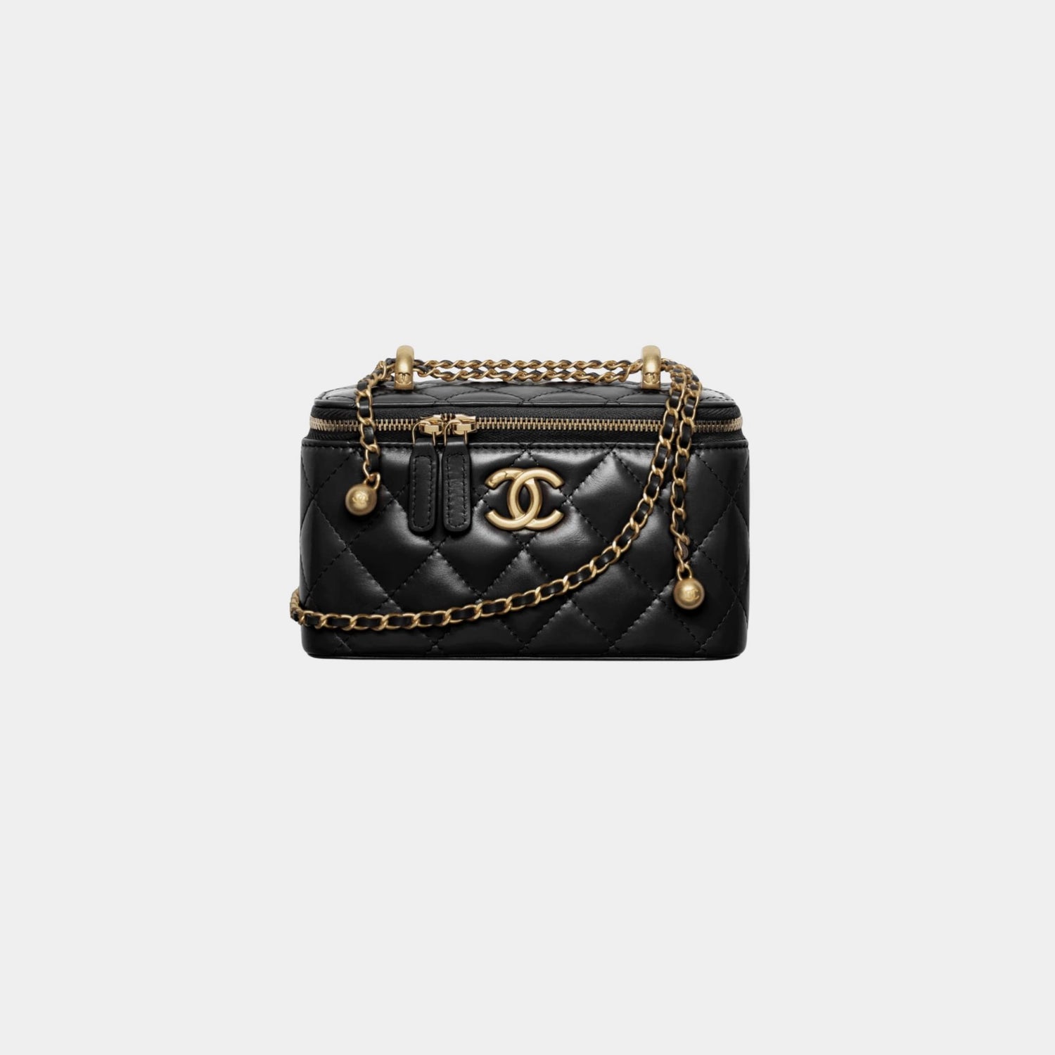 Classic Long Vanity With Chain Shiny calfskin &amp; Gold Tone Metal black 