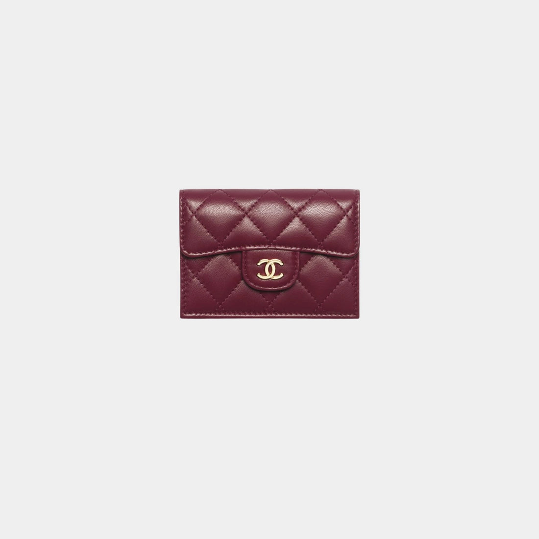 Chanel Classic Small Flap Wallet Lambskin Dark Burgundy, Front 