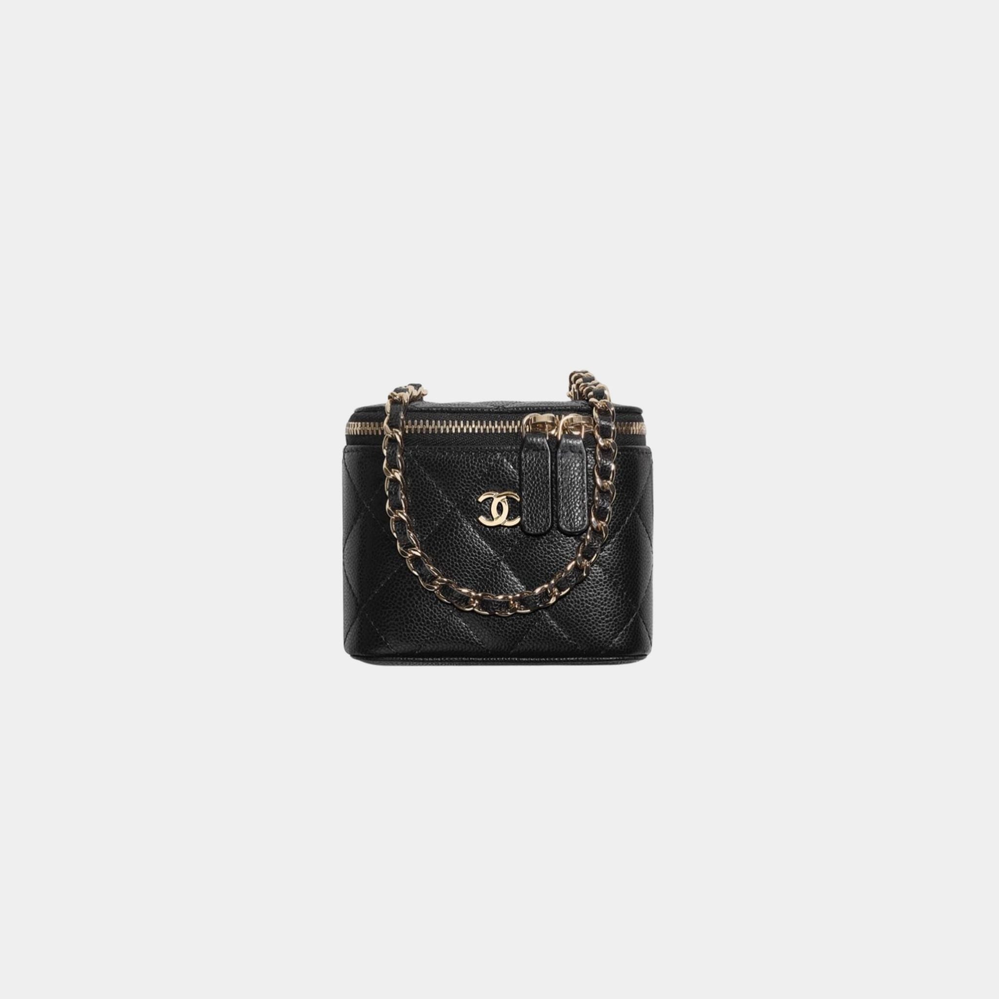 Chanel Classic Small Vanity With Chain in Grained Shiny Calfskin, Black