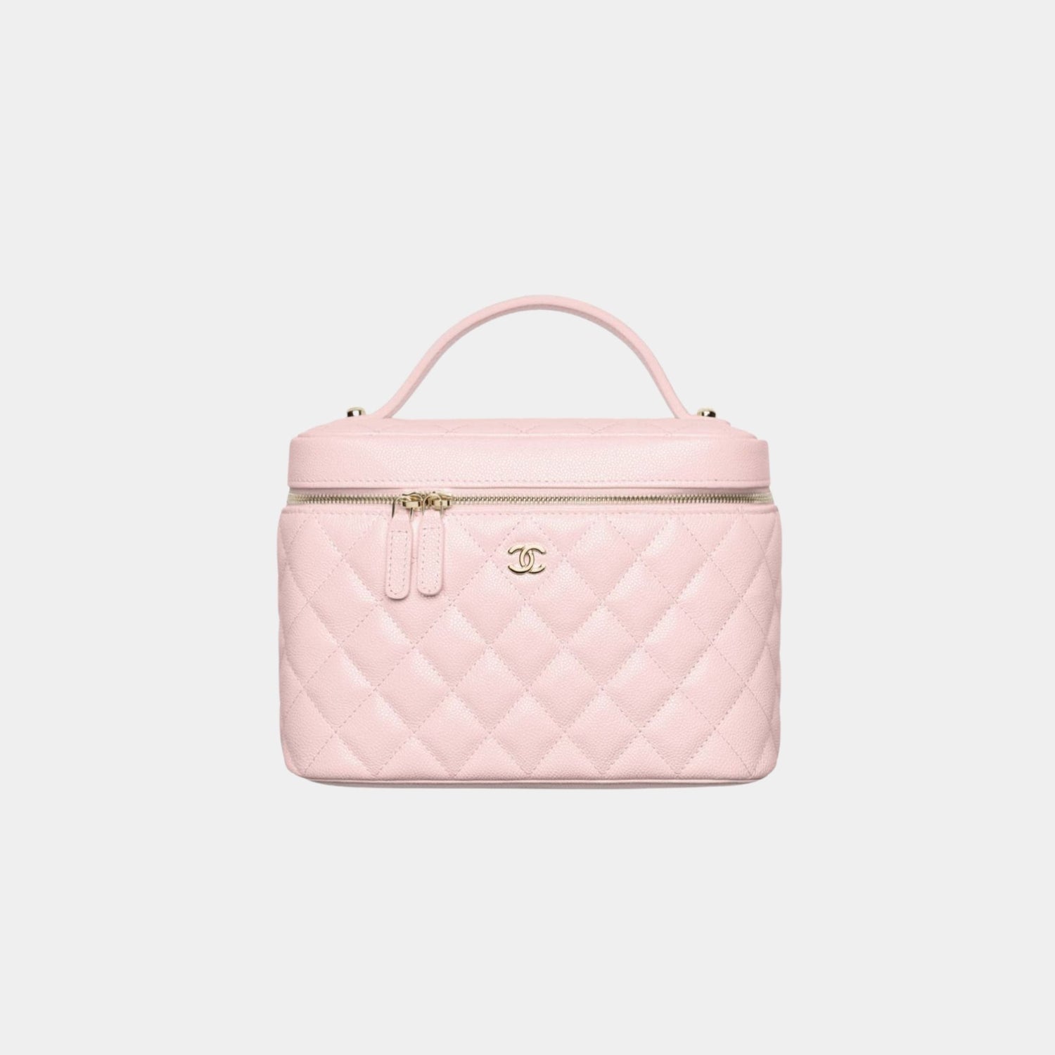 Chanel Classic Vanity Pouch in Grained Shiny Calfskin, Light Pink