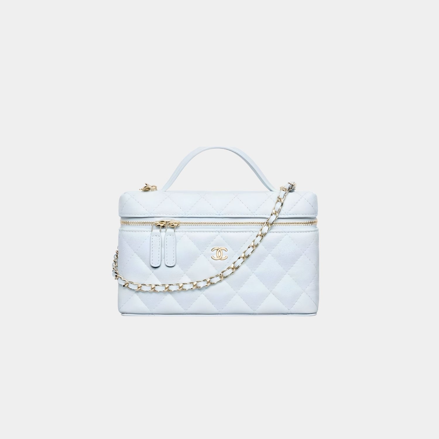 Chanel Classic Vanity with Chain in Grained Shiny Calfskin, Light Blue
