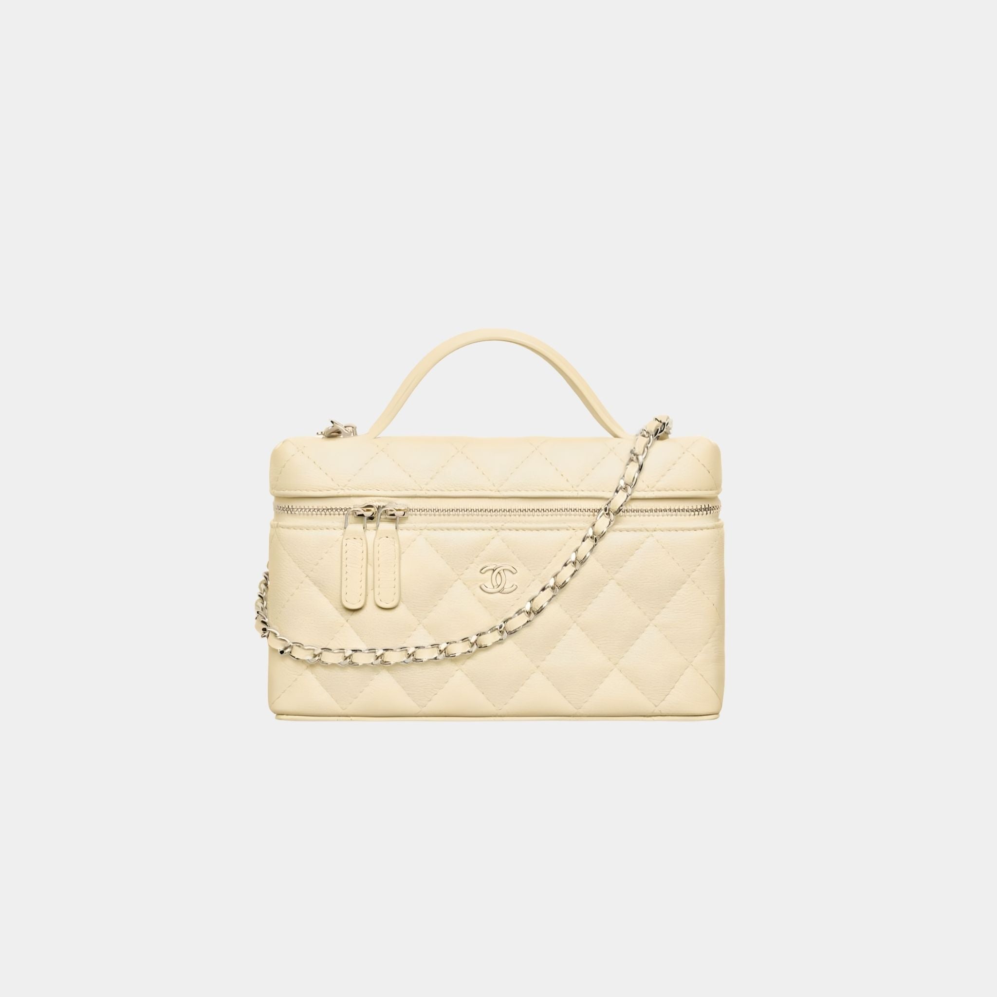 Chanel Classic Vanity with Chain in Grained Shiny Calfskin, Light Yellow