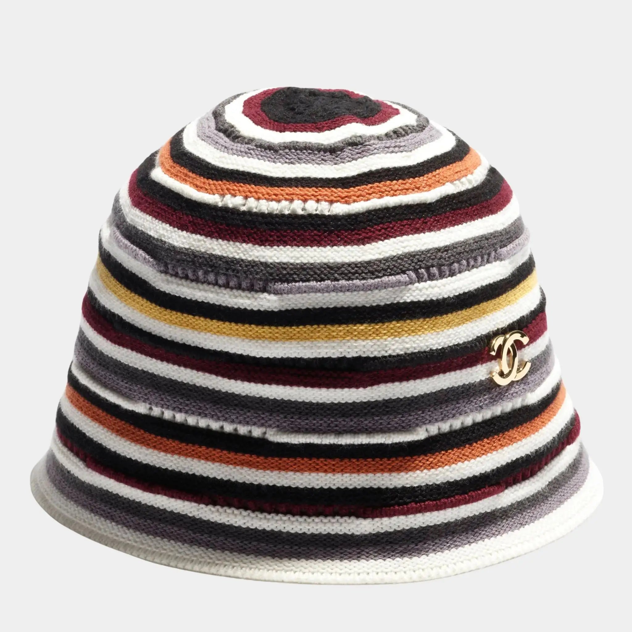 Cloche Hat Cotton Mixed Fibers &amp; Metal Multicolor &amp; Gold