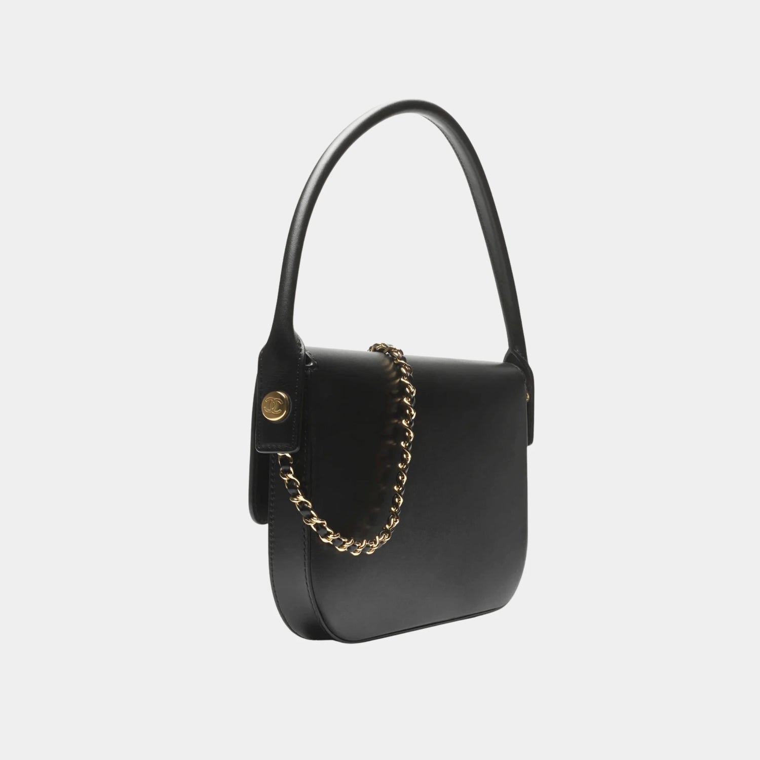 Chanel Clutch in Black Shiny Calfskin &amp; Gold-Tone Metal, Back